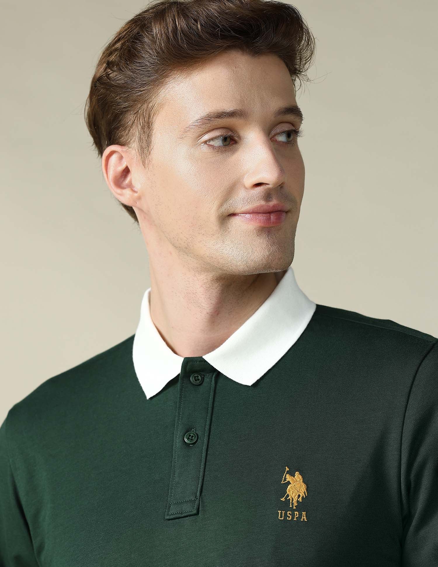 Solid Regular Fit Polo Shirt Dark Green - U.S. POLO ASSN. | Large