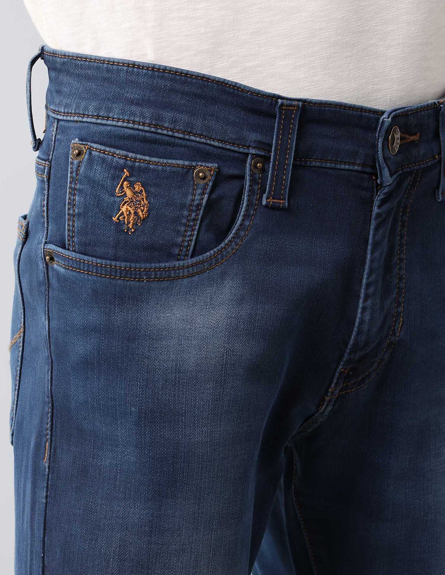 Brandon Slim Tapered Fit Blue Super Stretch Jeans Dark Wash - U.S. Polo Assn. India | Large