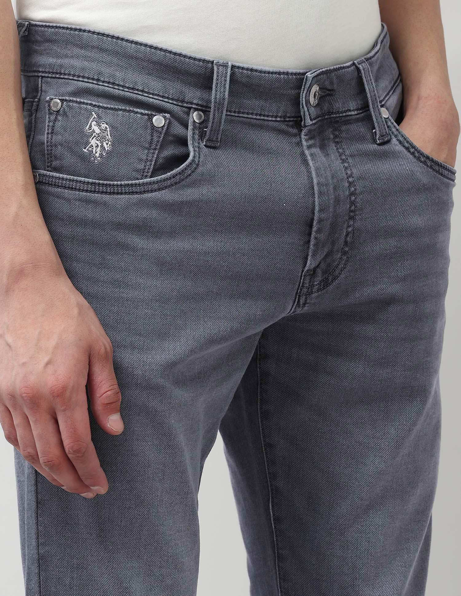 Brandon Slim Tapered Fit Grey Jeans Mid Wash - U.S. POLO ASSN. | Large