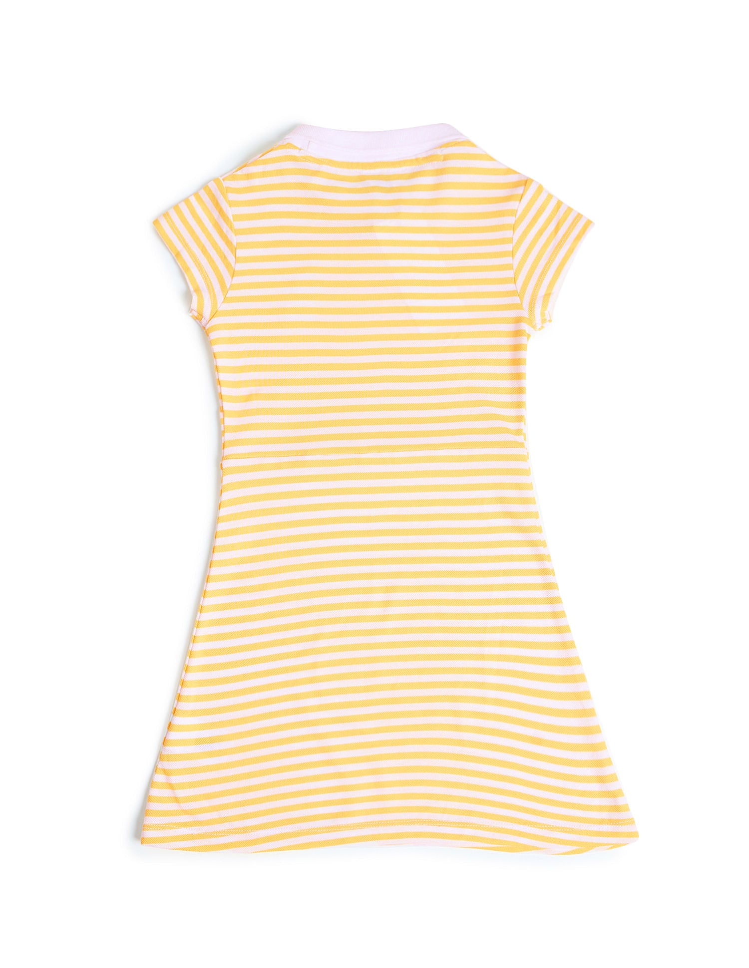 Girls Horizontal Stripes A-Line Dress Orange - U.S. Polo Assn. India | Large