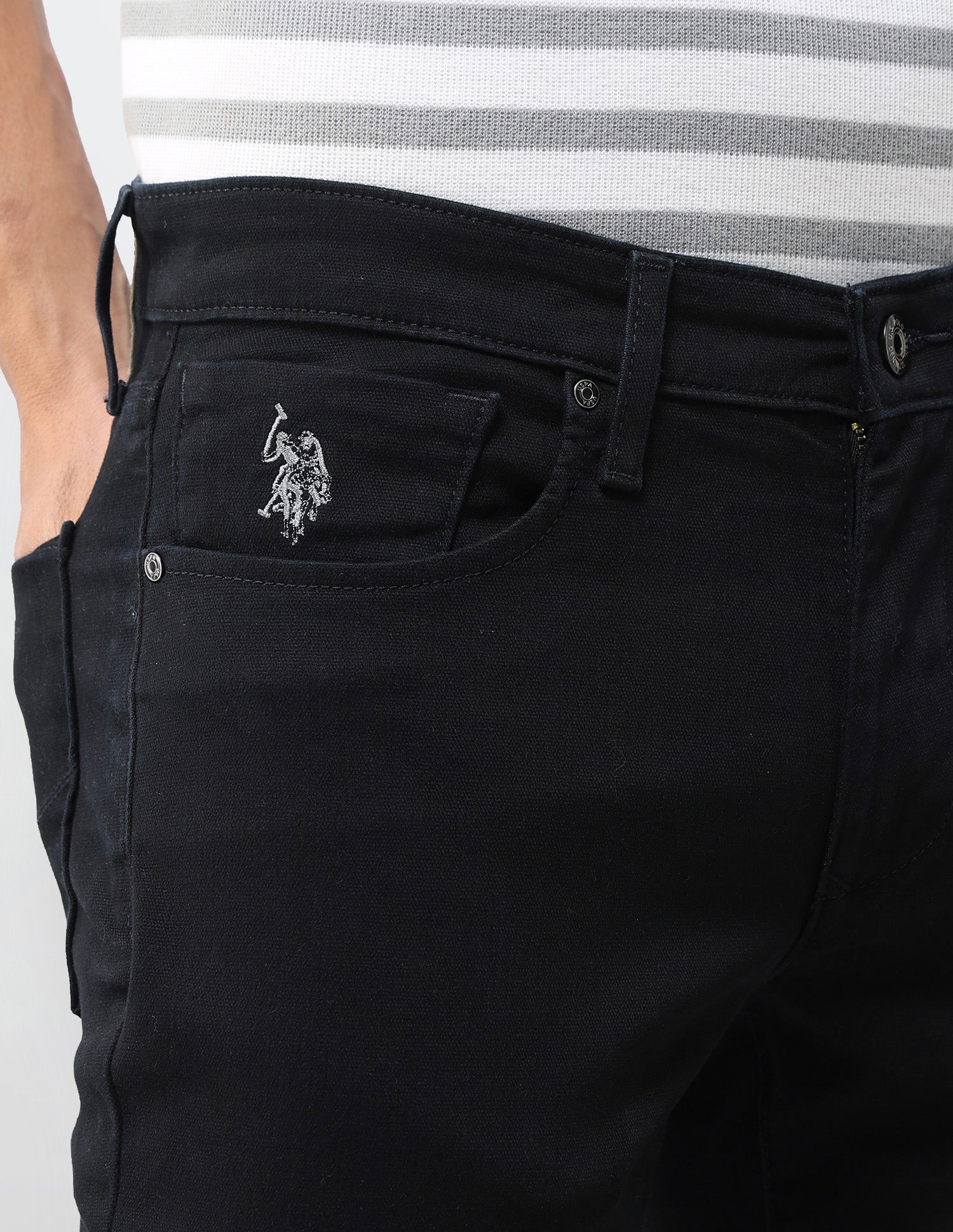 Brandon Slim Tapered Fit Black Jeans Black - U.S. Polo Assn. India | Large