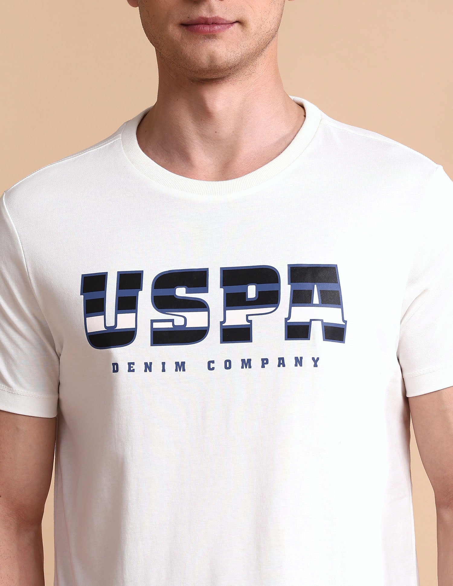 Brand Printed Muscle Fit T-Shirt Ivory - U.S. POLO ASSN. | Large