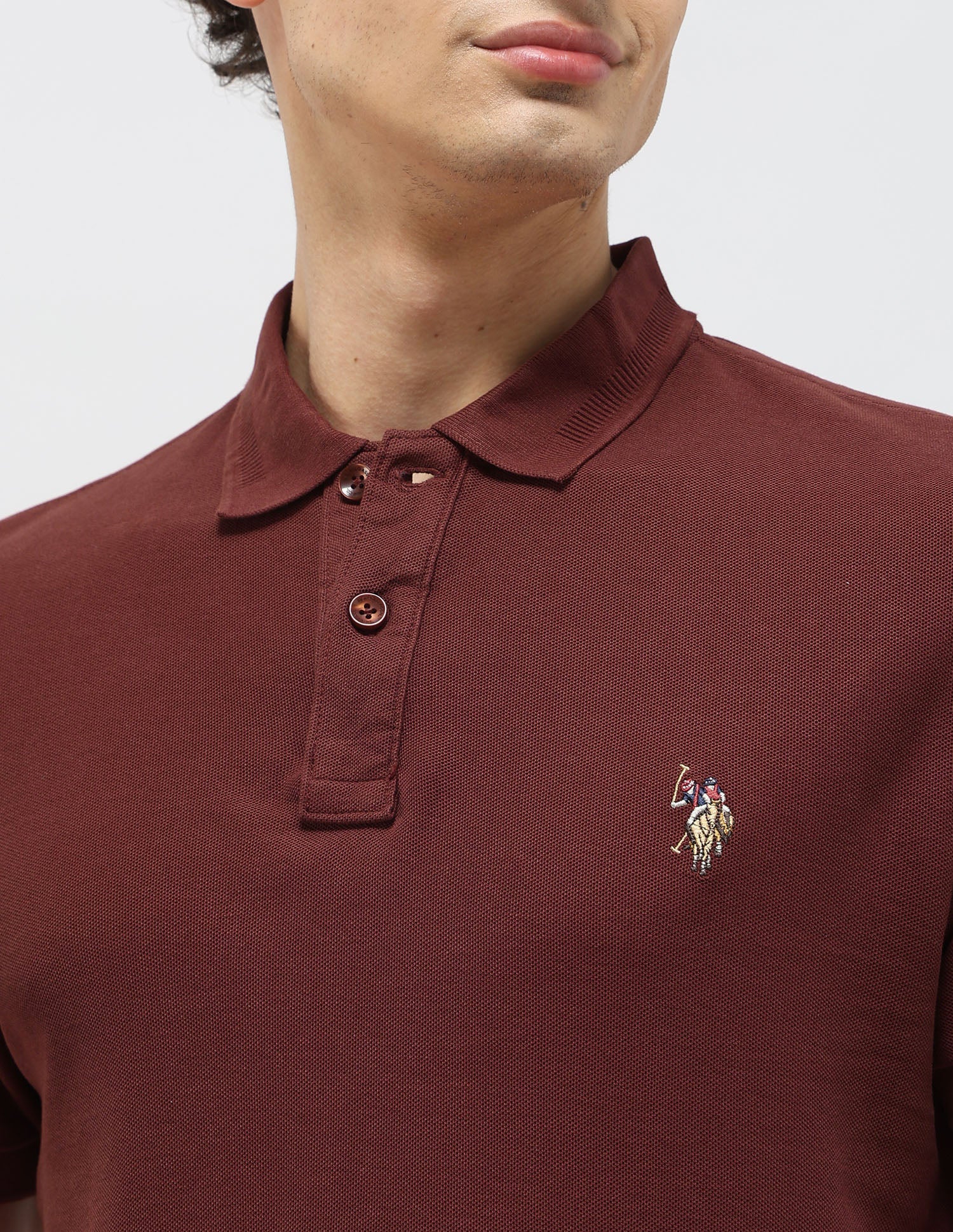 Pure Cotton Muscle Fit Polo Shirt Rust - U.S. POLO ASSN. | Large