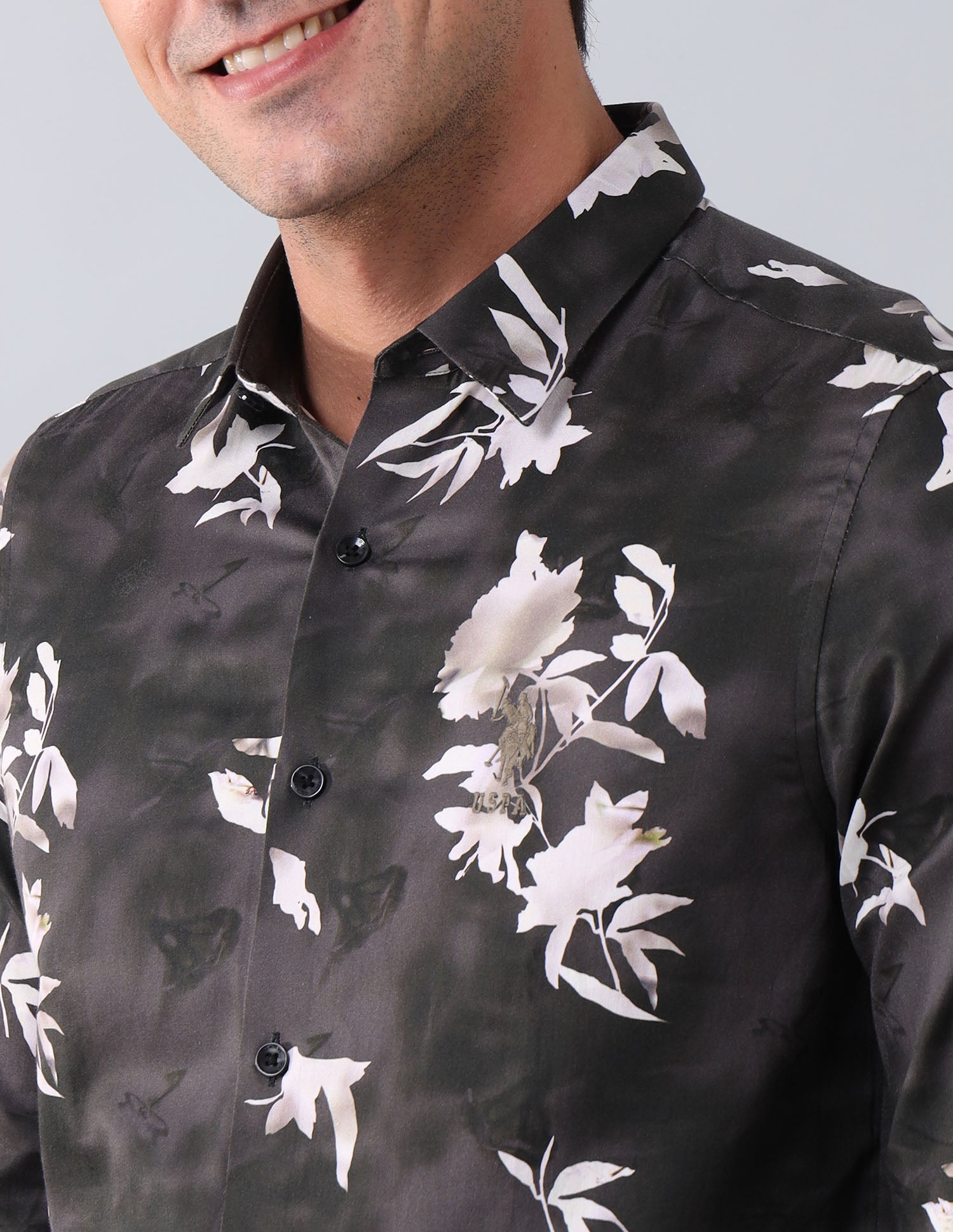 Floral Printed Regular Shirt Charcoal - U.S. Polo Assn. India | Large
