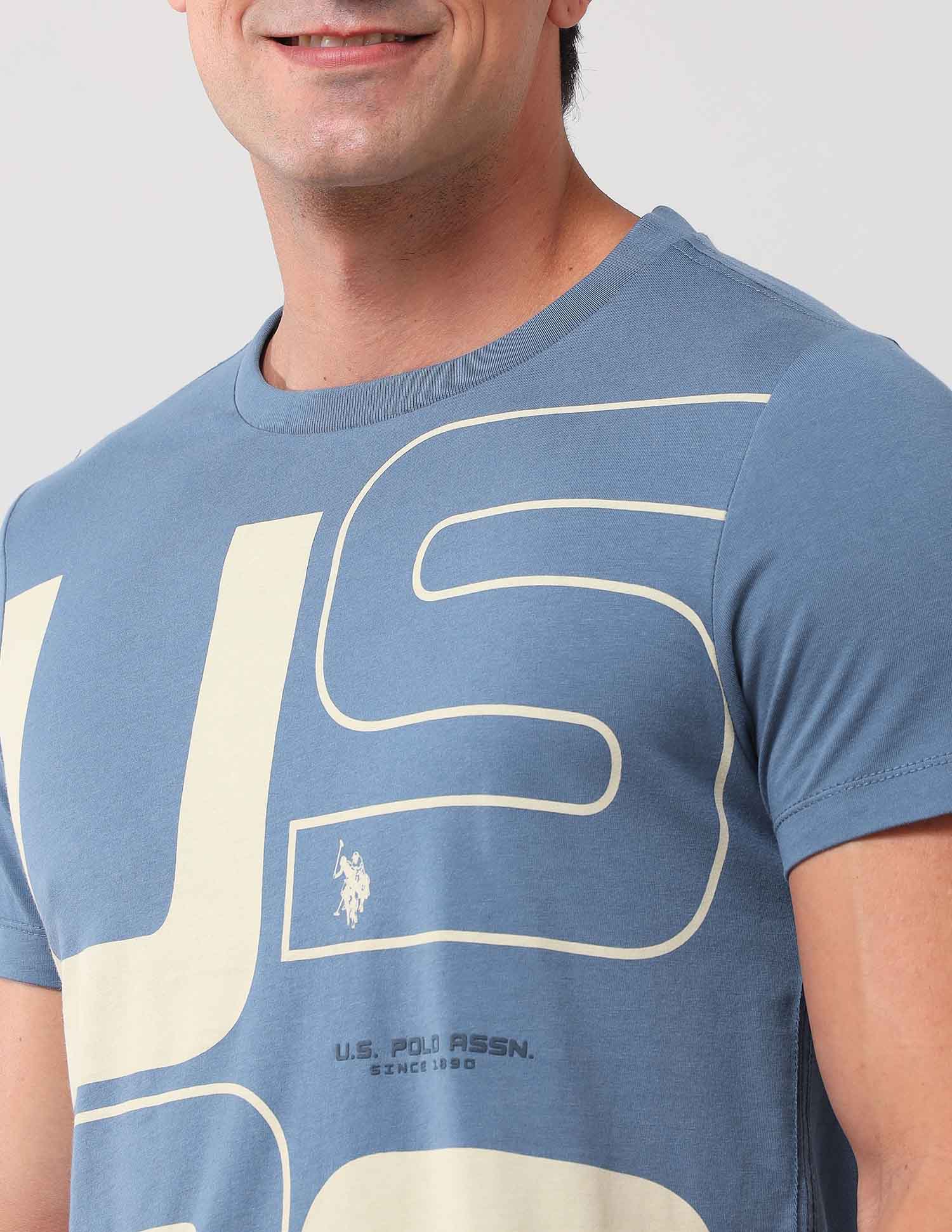 Brand Printed Muscle Fit T-Shirt Blue - U.S. Polo Assn. India | Large