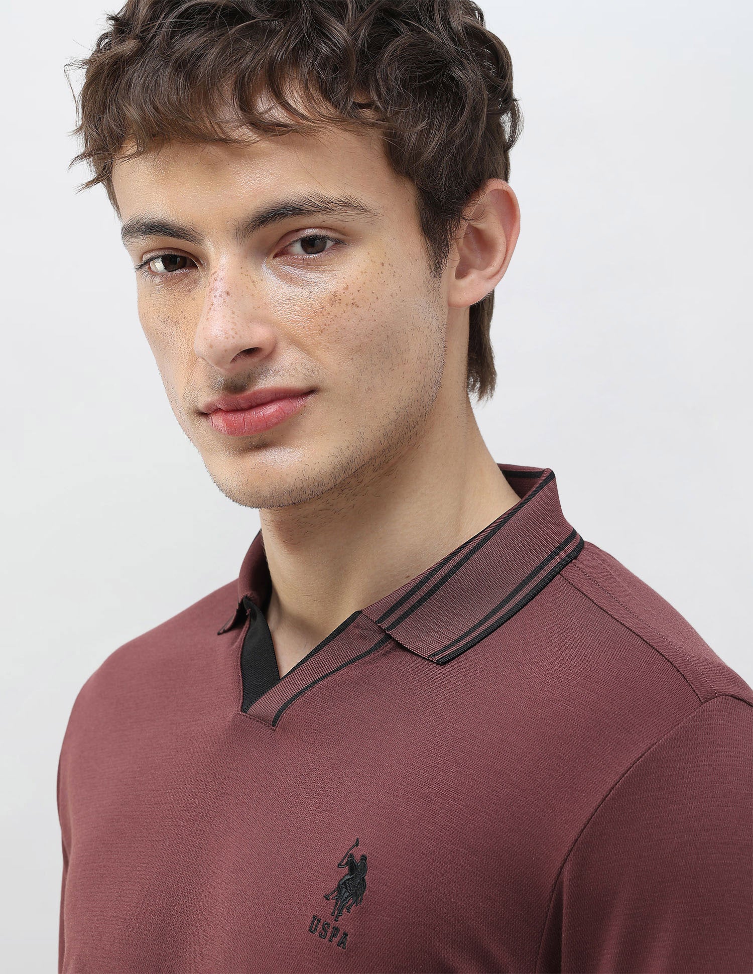 Solid Slim Fit Polo Shirt Maroon - U.S. Polo Assn. India | Large