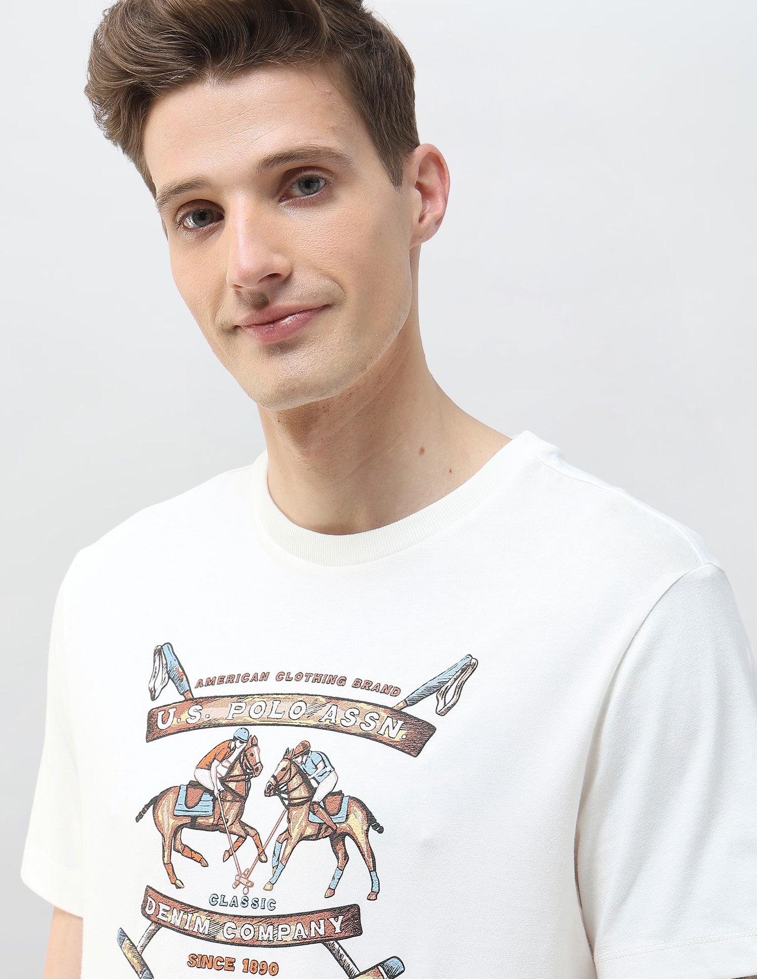 Graphic Brand Printed Motel On The Coast T-Shirt Ivory - U.S. Polo Assn. India | Large