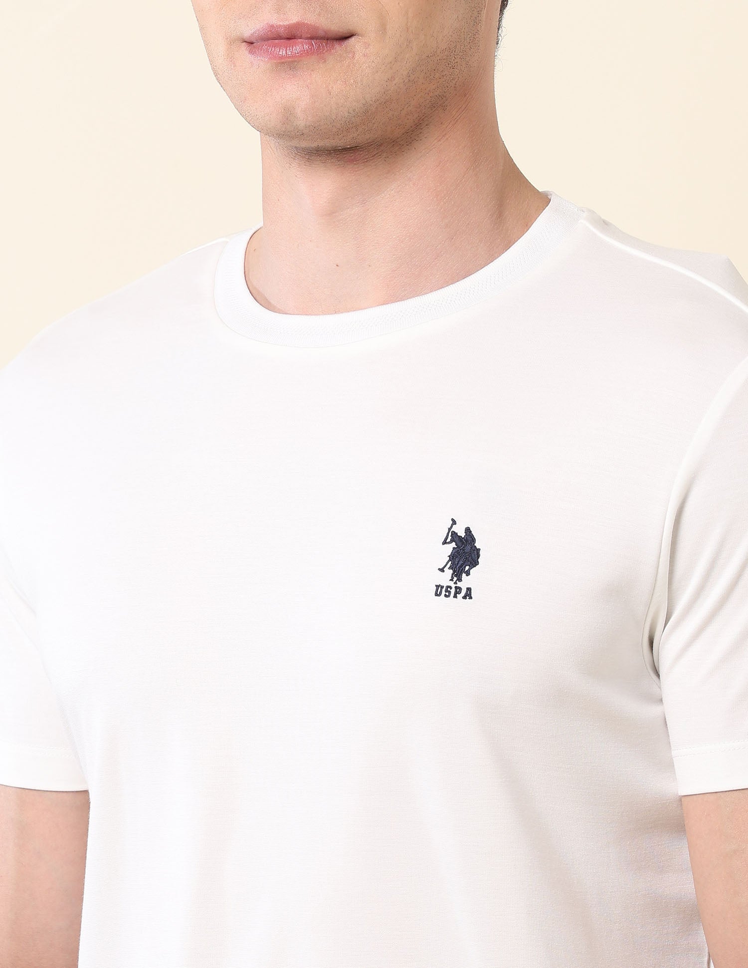 Slim Fit Classic T-Shirt Off White - U.S. Polo Assn. India | Large
