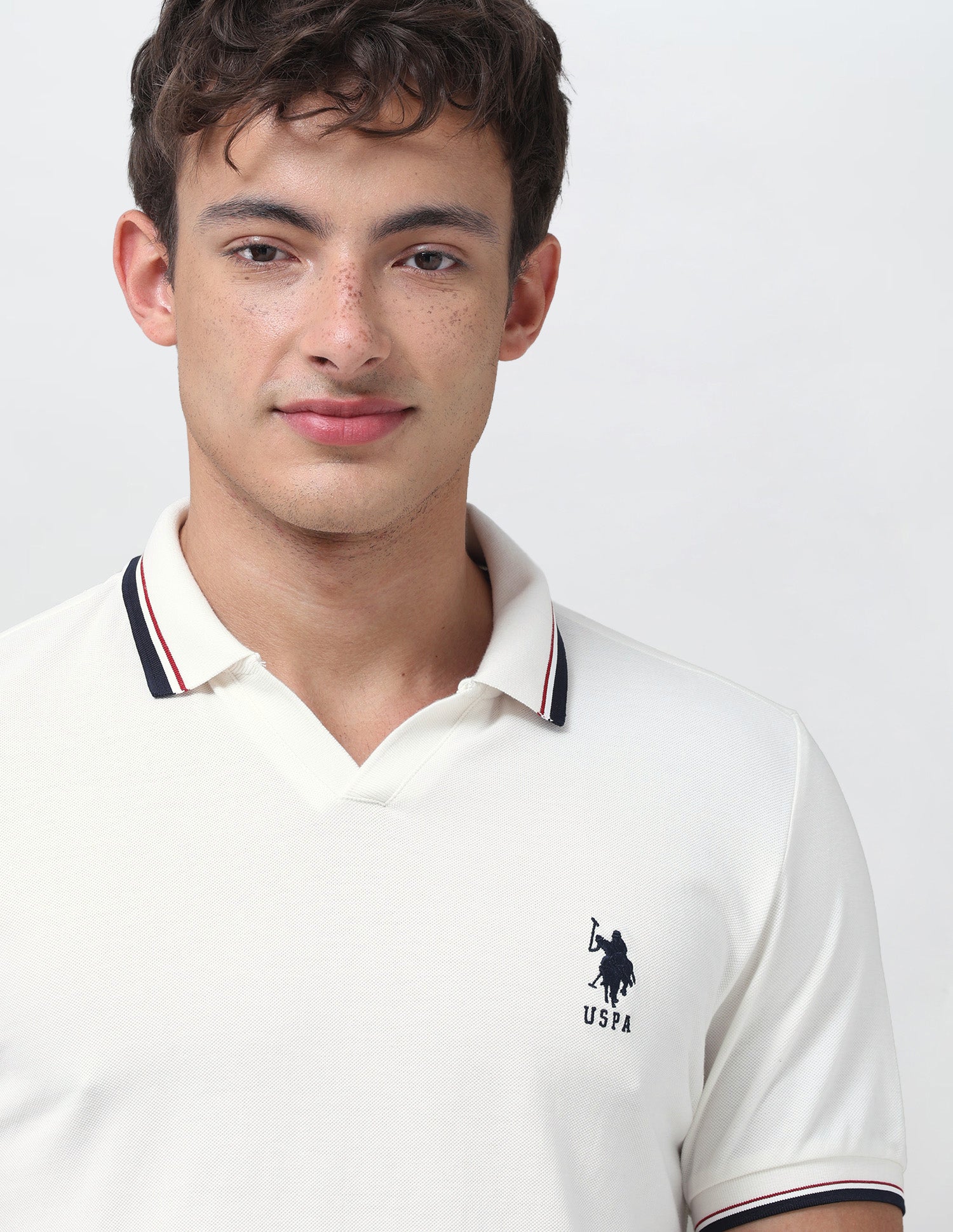 Solid Relaxed Fit Polo Shirt Off White - U.S. Polo Assn. India | Large