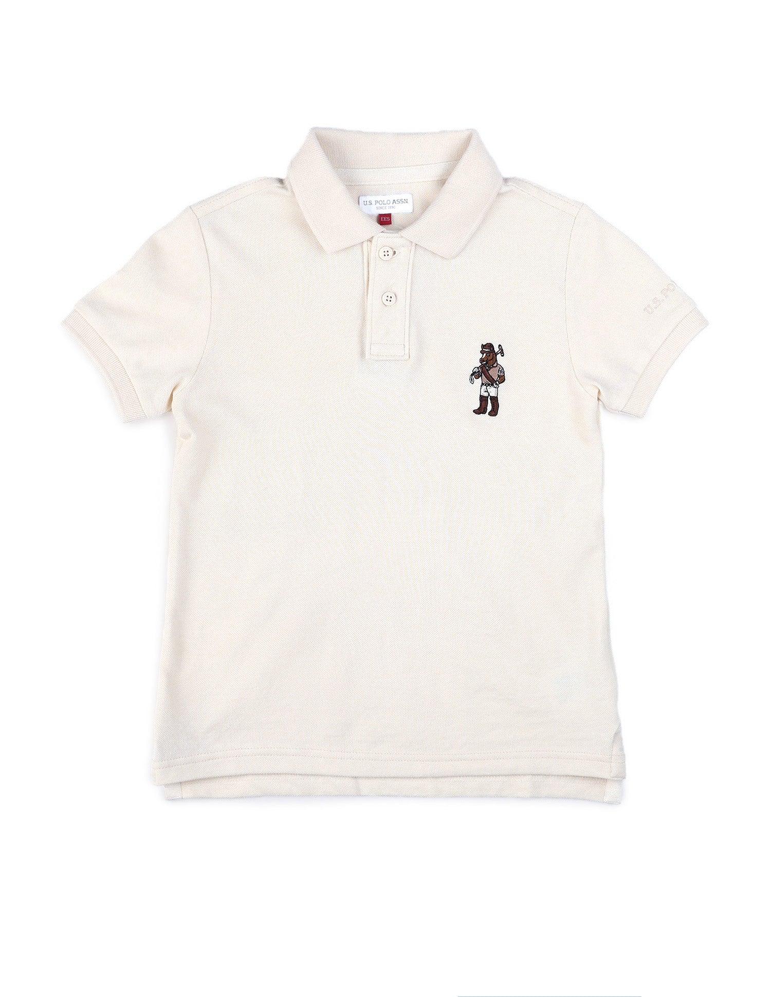 Boys Solid Pure Cotton Polo Shirt Cream - U.S. POLO ASSN. | Large