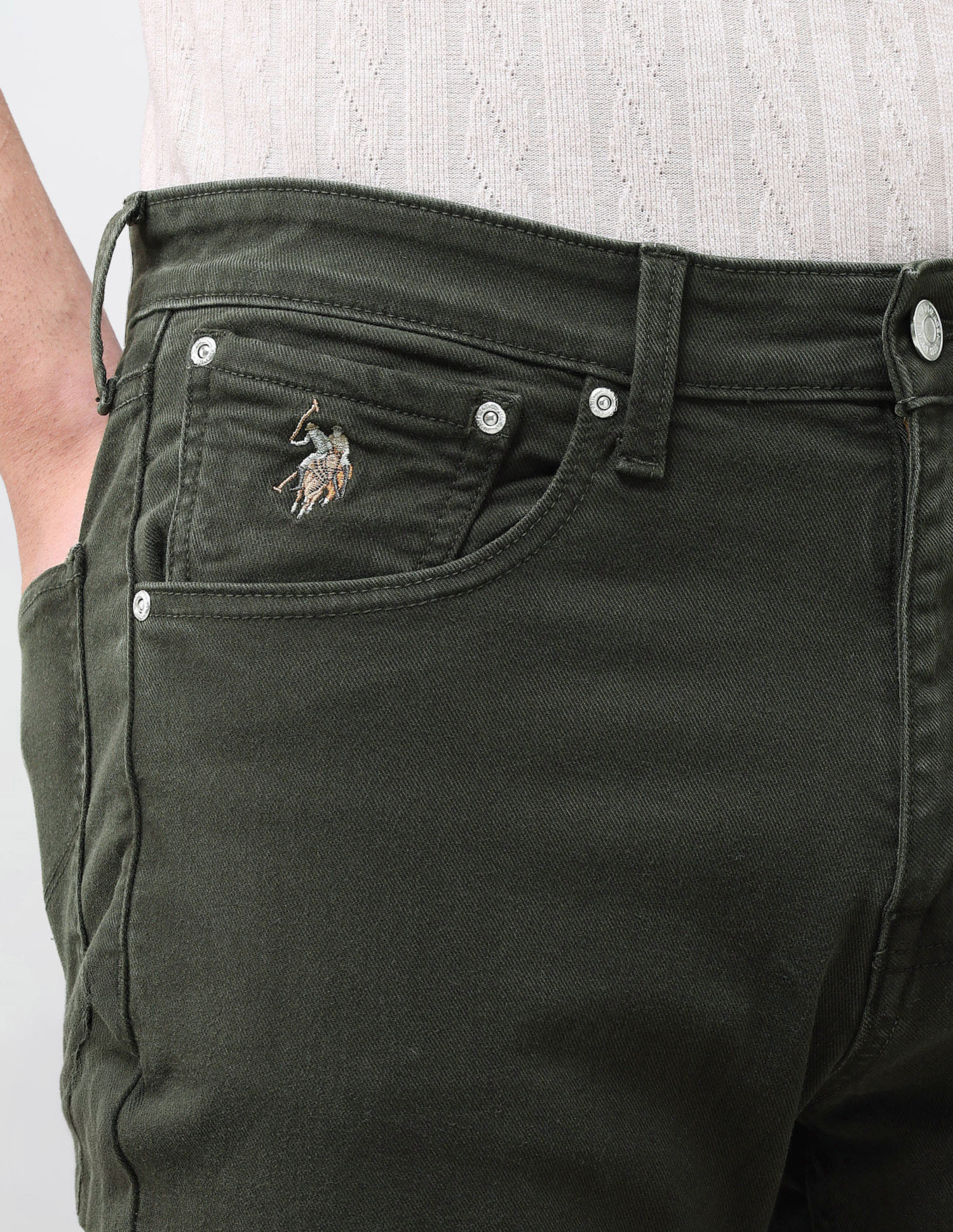 Solid Bootcut Fit Jeans Green - U.S. Polo Assn. India | Large