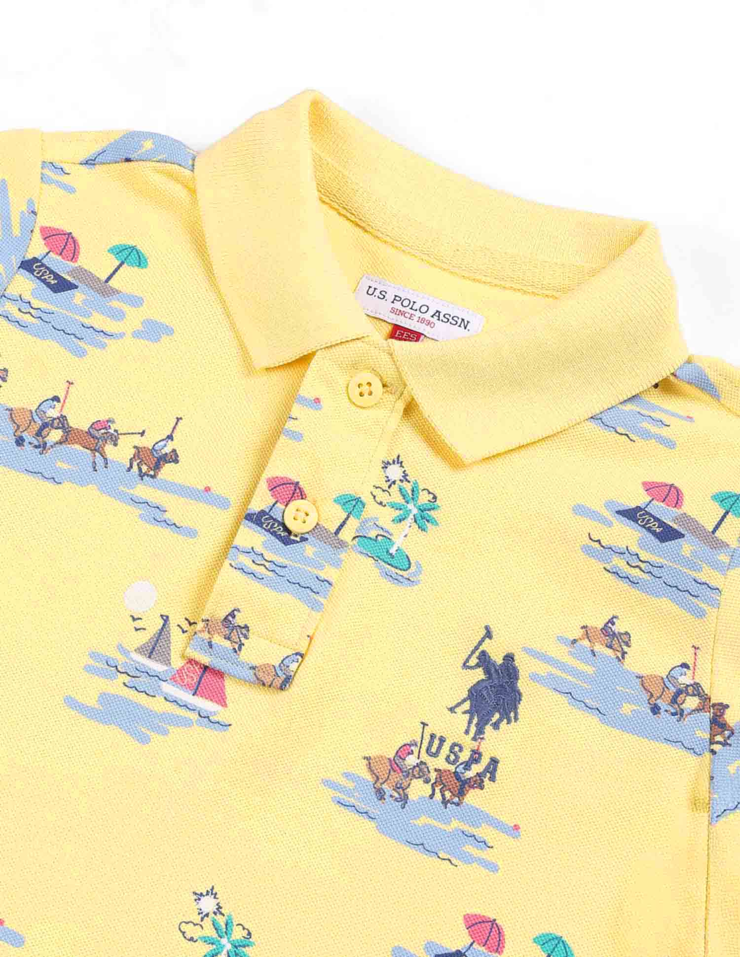 Boys Graphic Print Polo Shirt Light Yellow - U.S. Polo Assn. India | Large