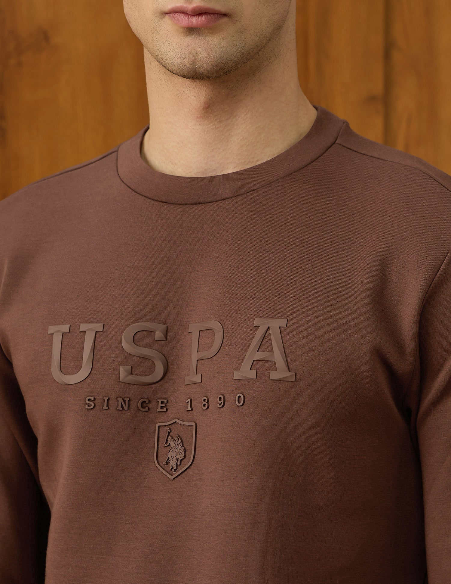 Brand Embossed Varsity Theatre Sweatshirt Dark Brown - U.S. POLO ASSN. | Large
