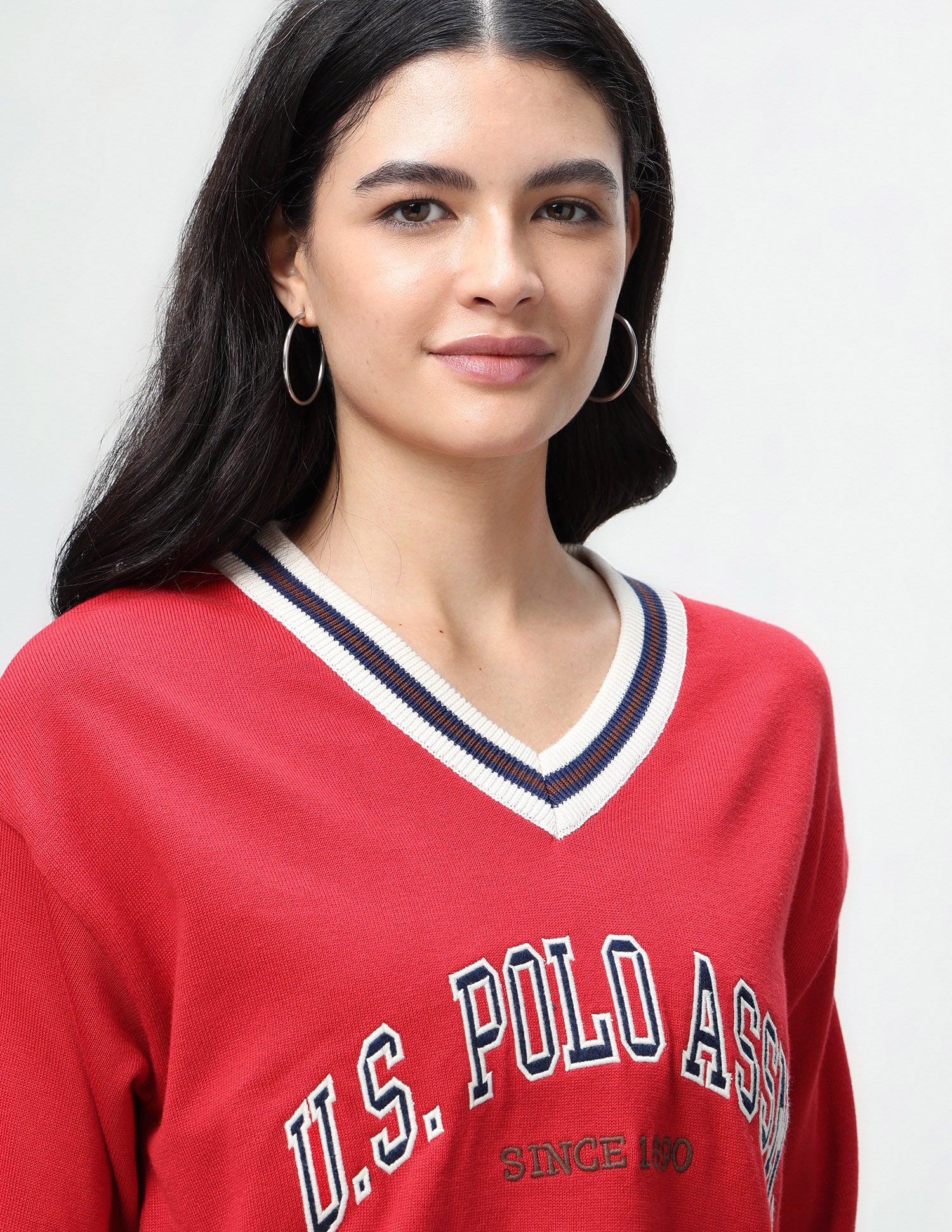 Brand Embroidered Regular Fit Sweater Red - U.S. Polo Assn. India | Large