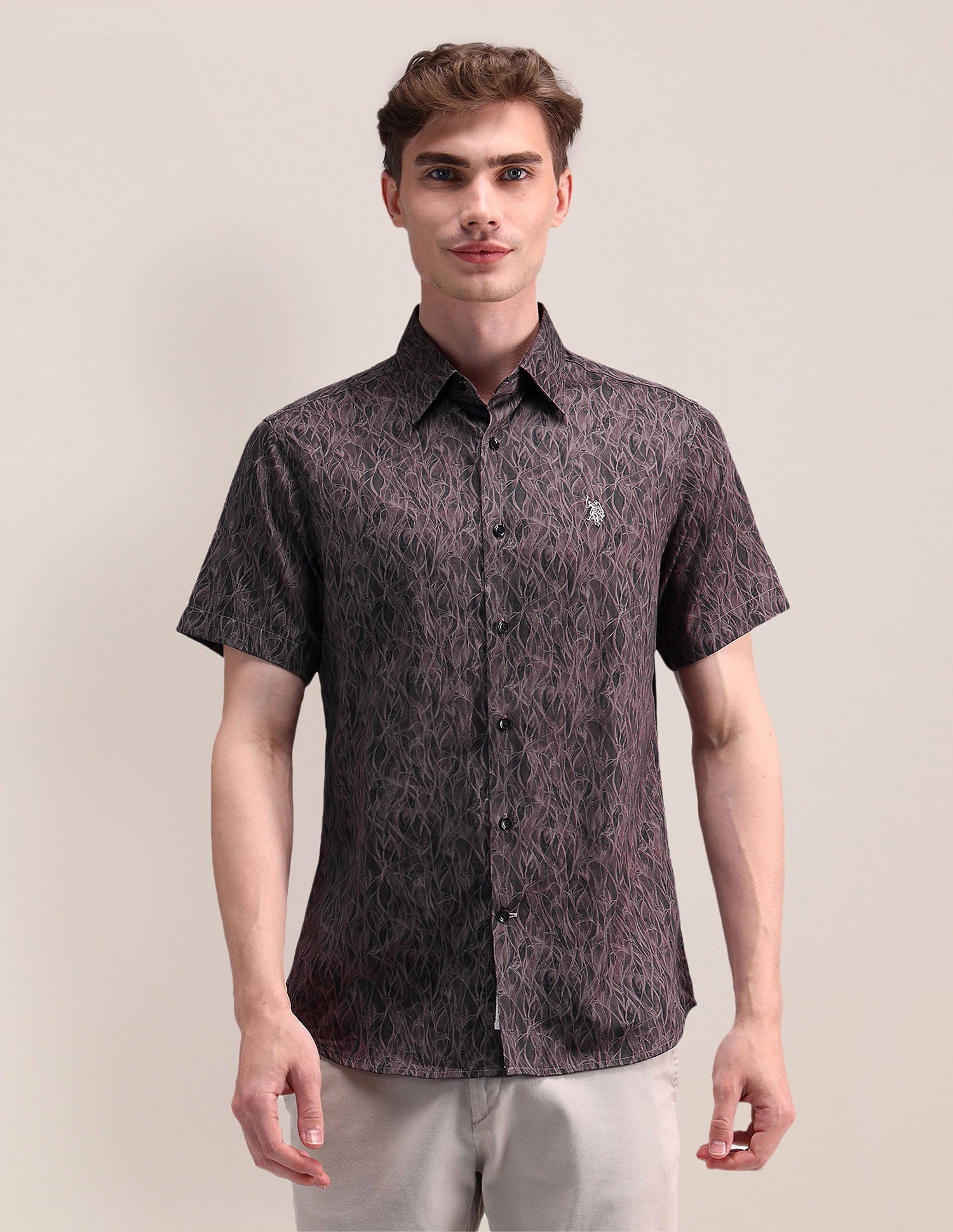 Satin Digital Print Shirt Dark Purple - U.S. Polo Assn. India | Large