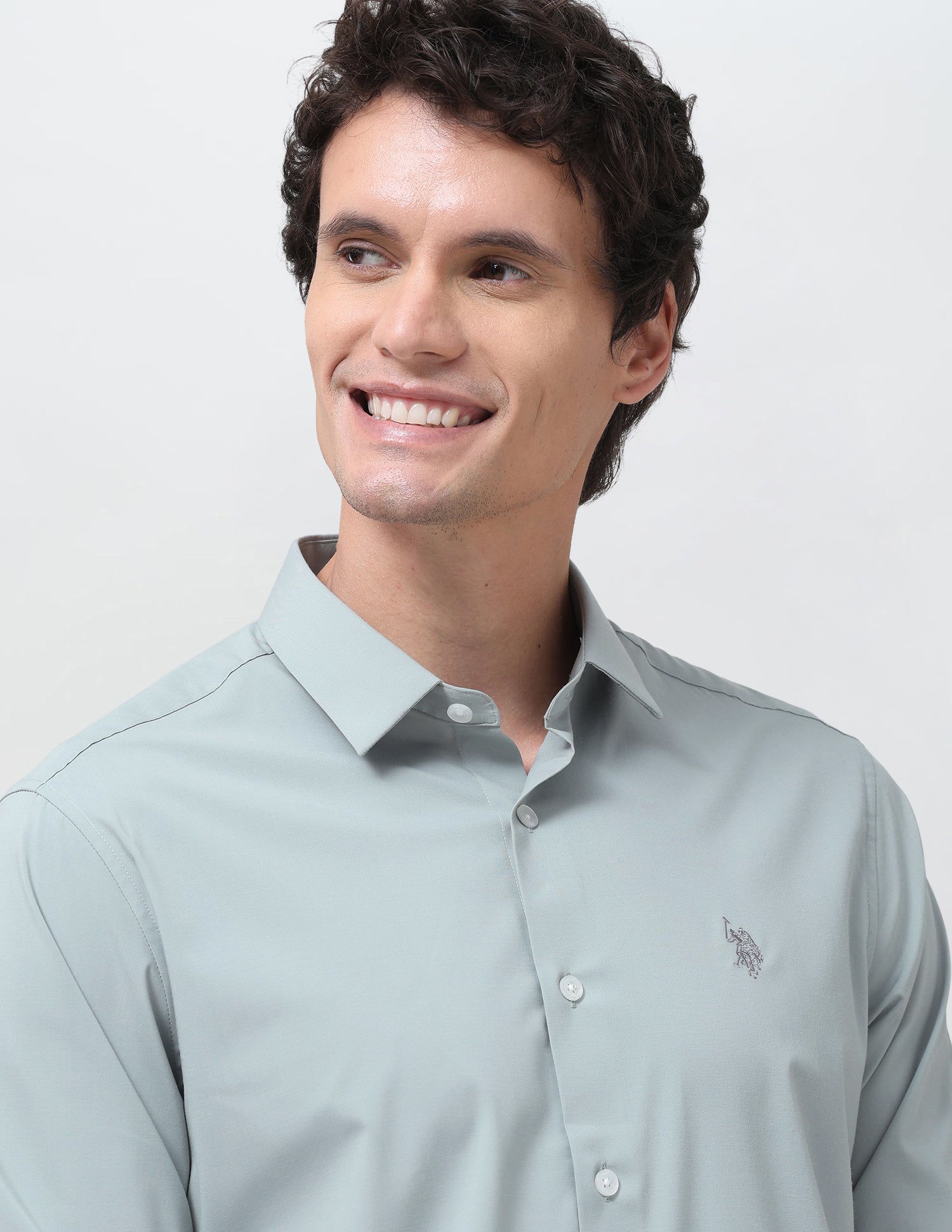 Solid Regular Fit Shirt Light Green - U.S. Polo Assn. India | Large
