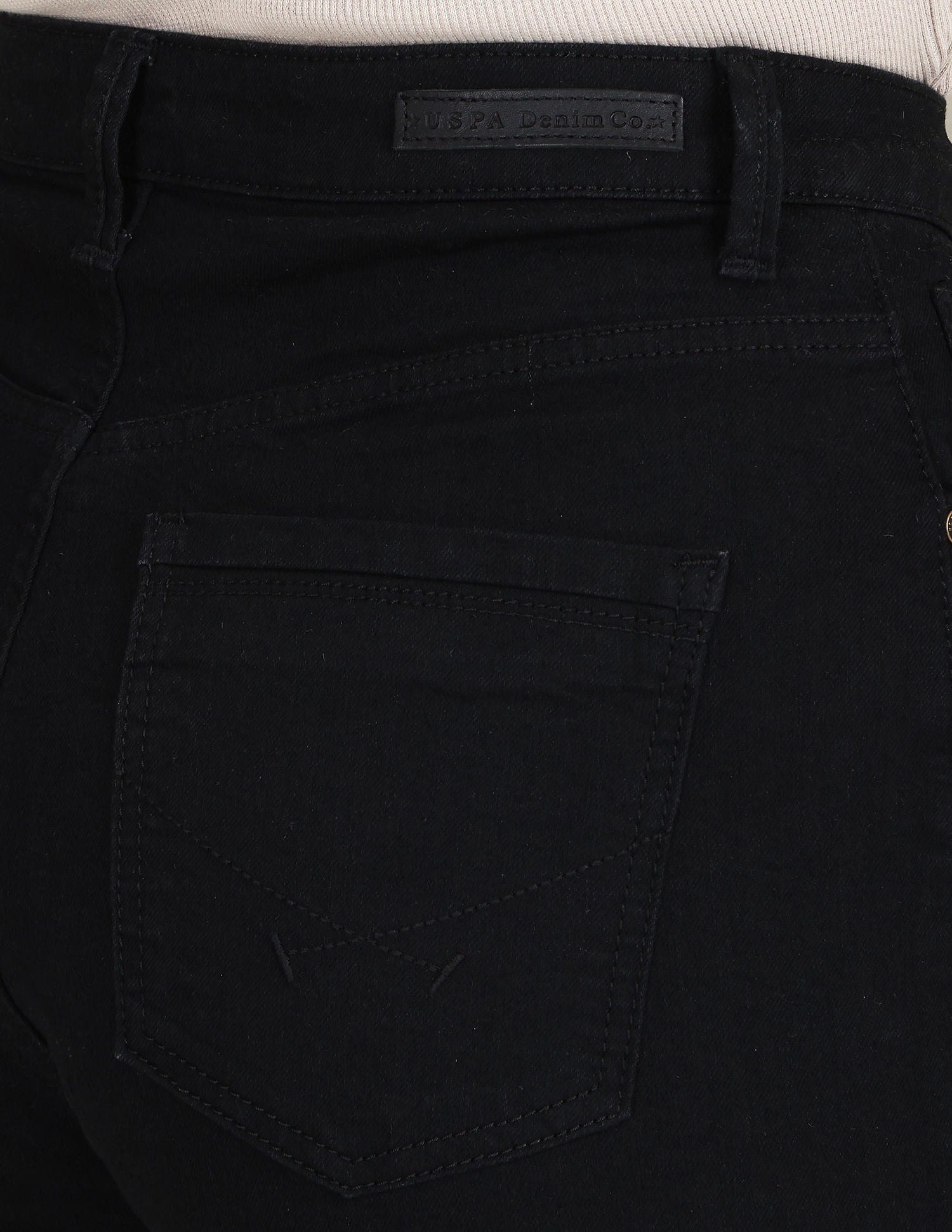 High Rise Wide Leg Rinsed Premium Jeans Black - U.S. POLO ASSN. | Large