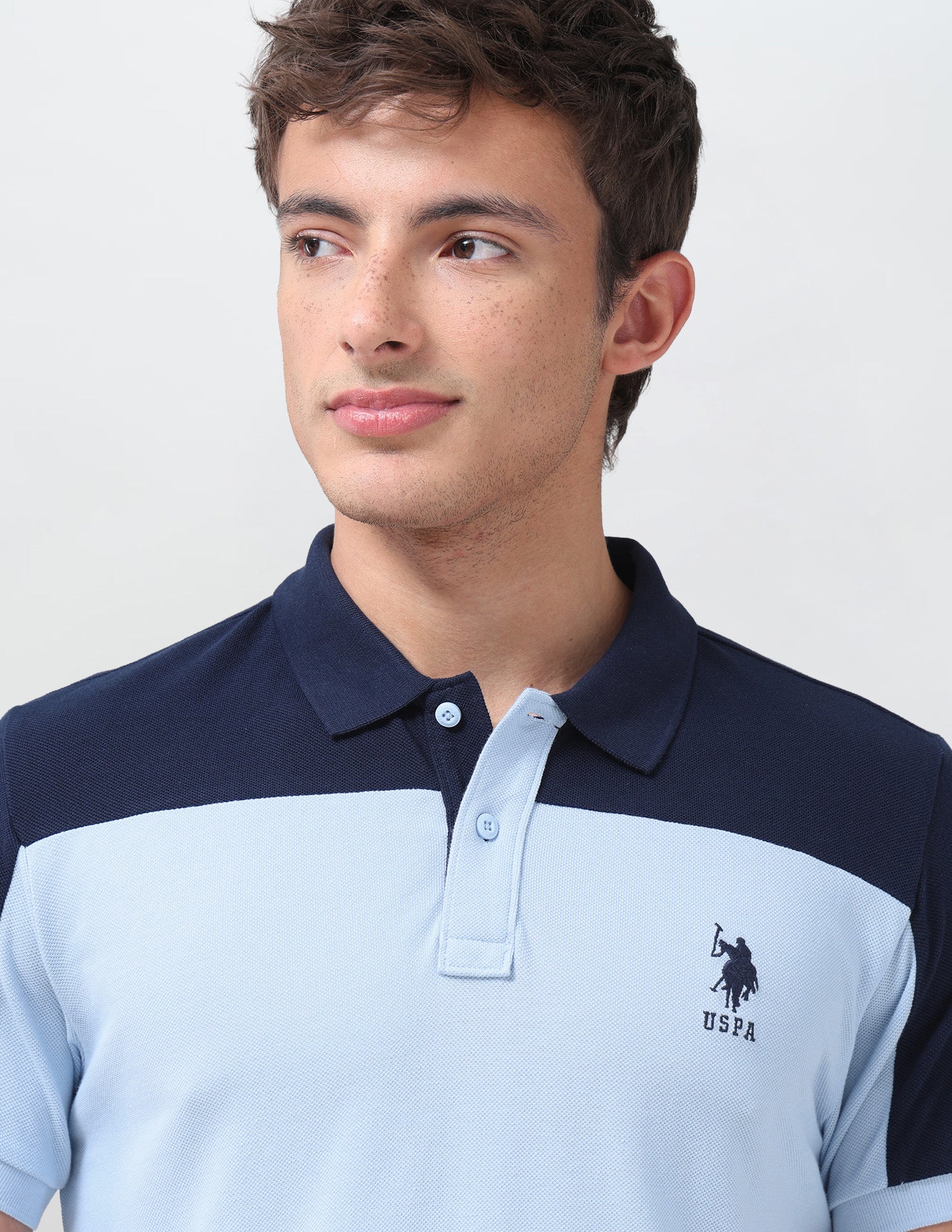 Colourblocked Regular Fit Polo Shirt Light Blue - U.S. Polo Assn. India | Large