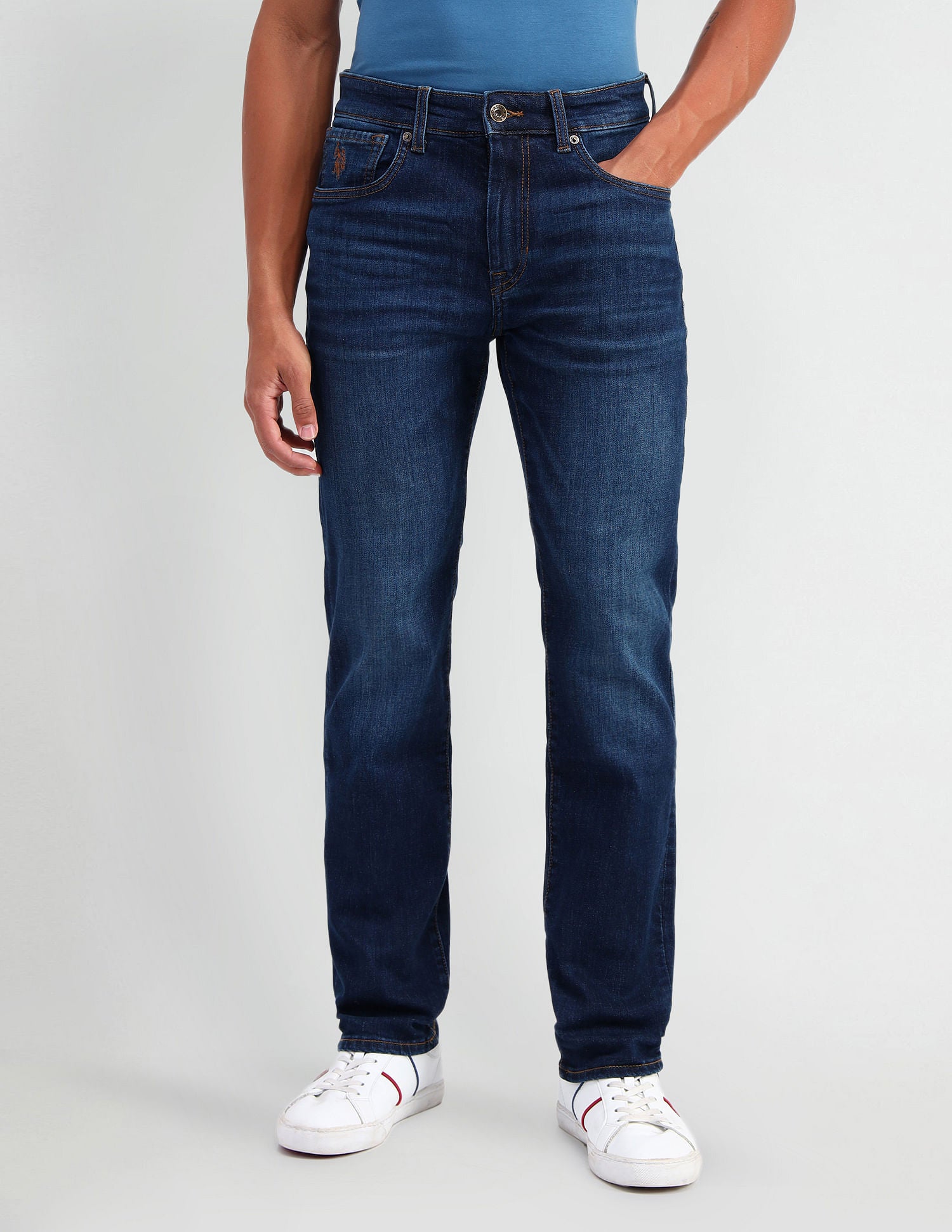 Harold Slim Straight Fit Blue Jeans Blue - U.S. POLO ASSN. | Large