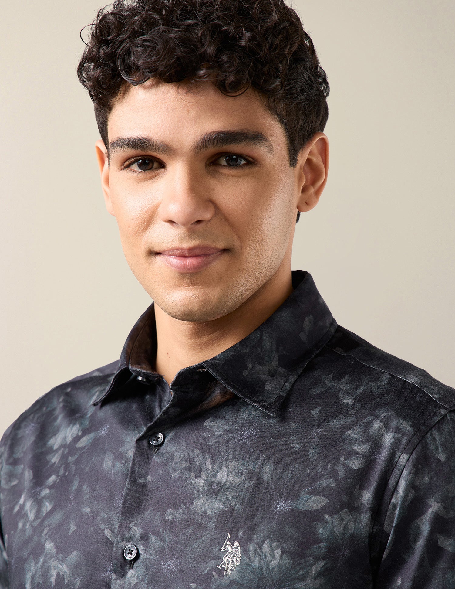 Floral Printed Satin Shirt Blue - U.S. Polo Assn. India | Large