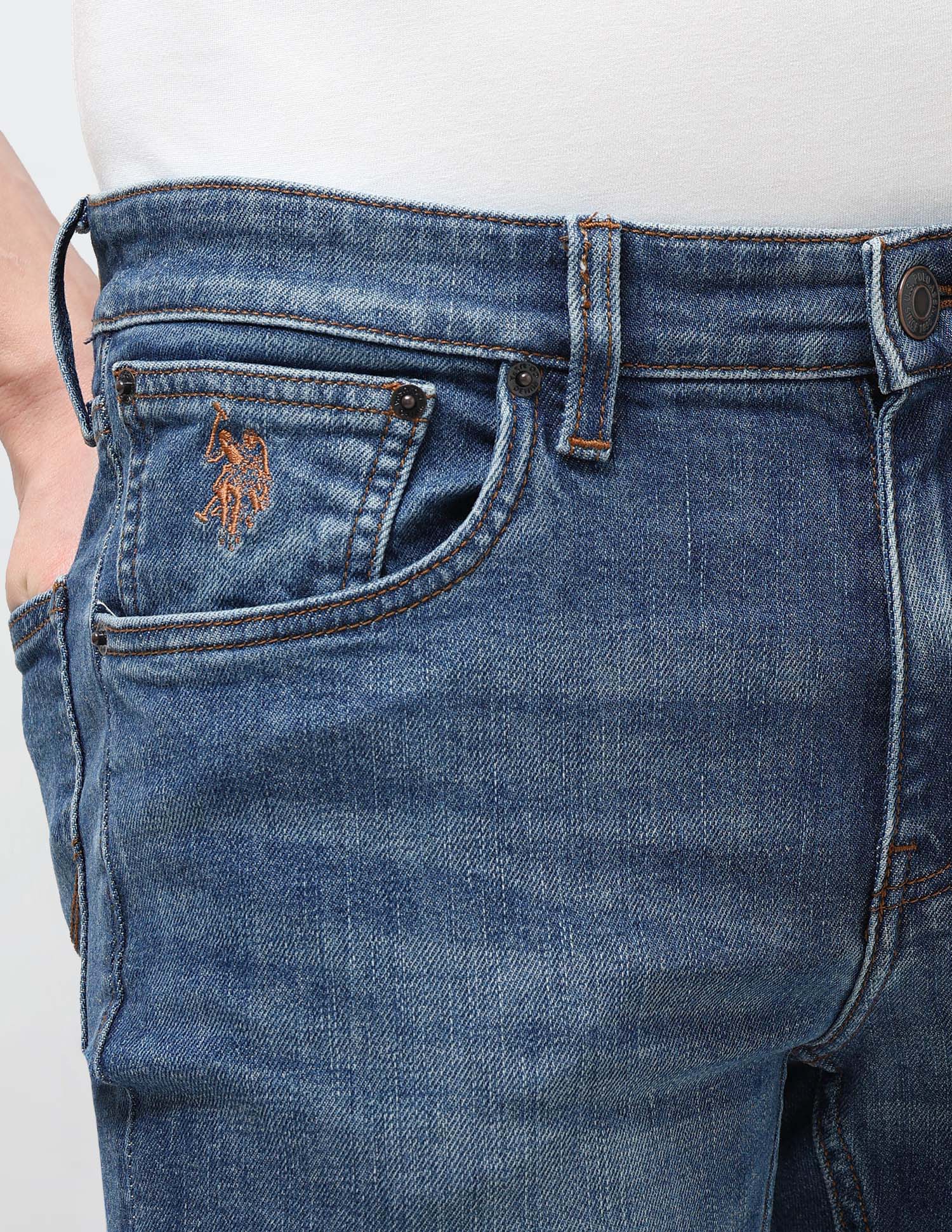 Regallo Skinny Fit Blue Jeans Mid Blue - U.S. Polo Assn. India | Large