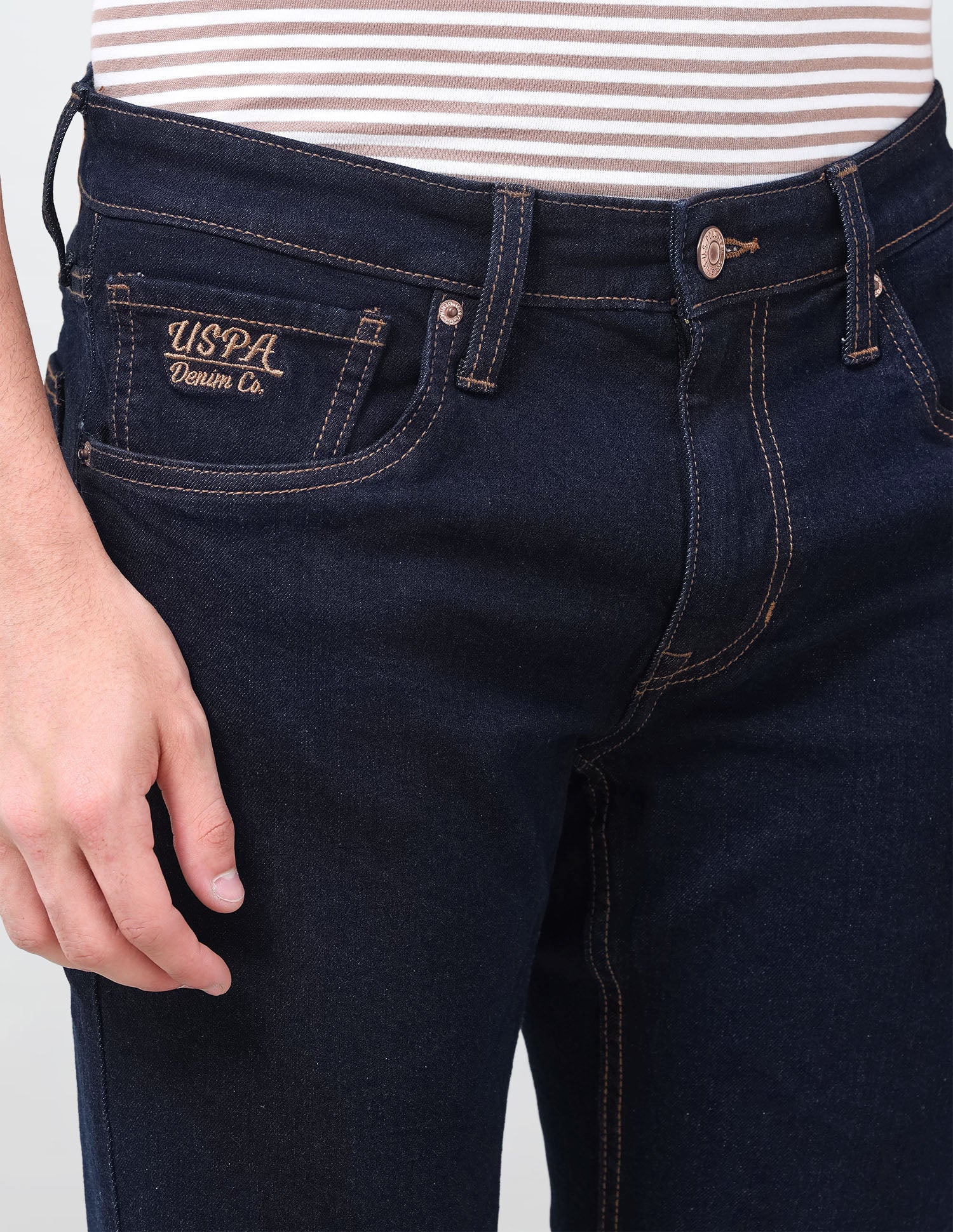 Brandon Slim-Tapered Fit Blue Jeans Dark Indigo - U.S. Polo Assn. India | Large