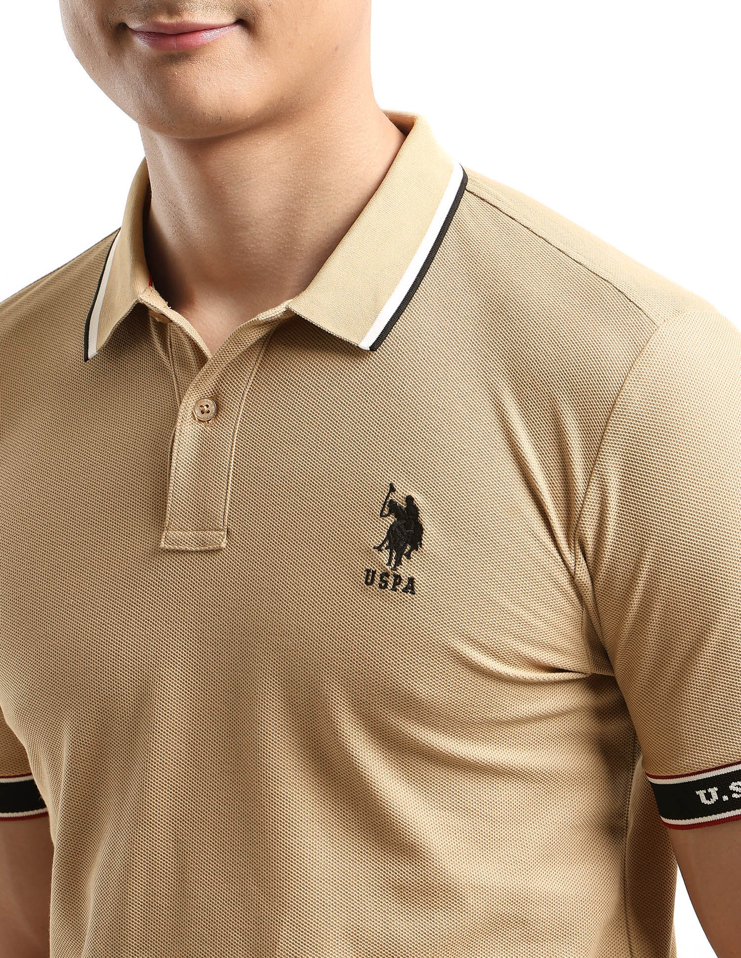 Regular Fit Textured Polo Shirt Light Brown - U.S. POLO ASSN. | Large