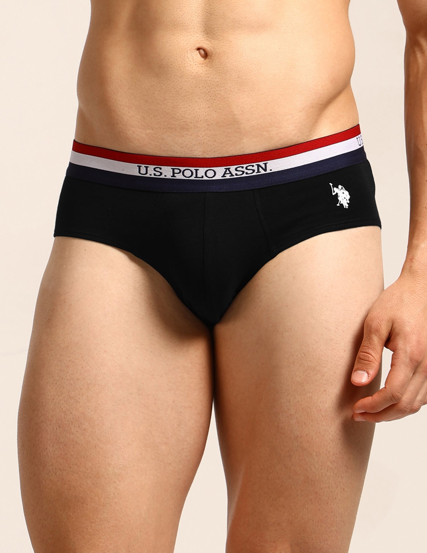 Striped Waistband EB002 Briefs - Pack Of 2 Iron Gate and Black - U.S. Polo Assn. India | Large