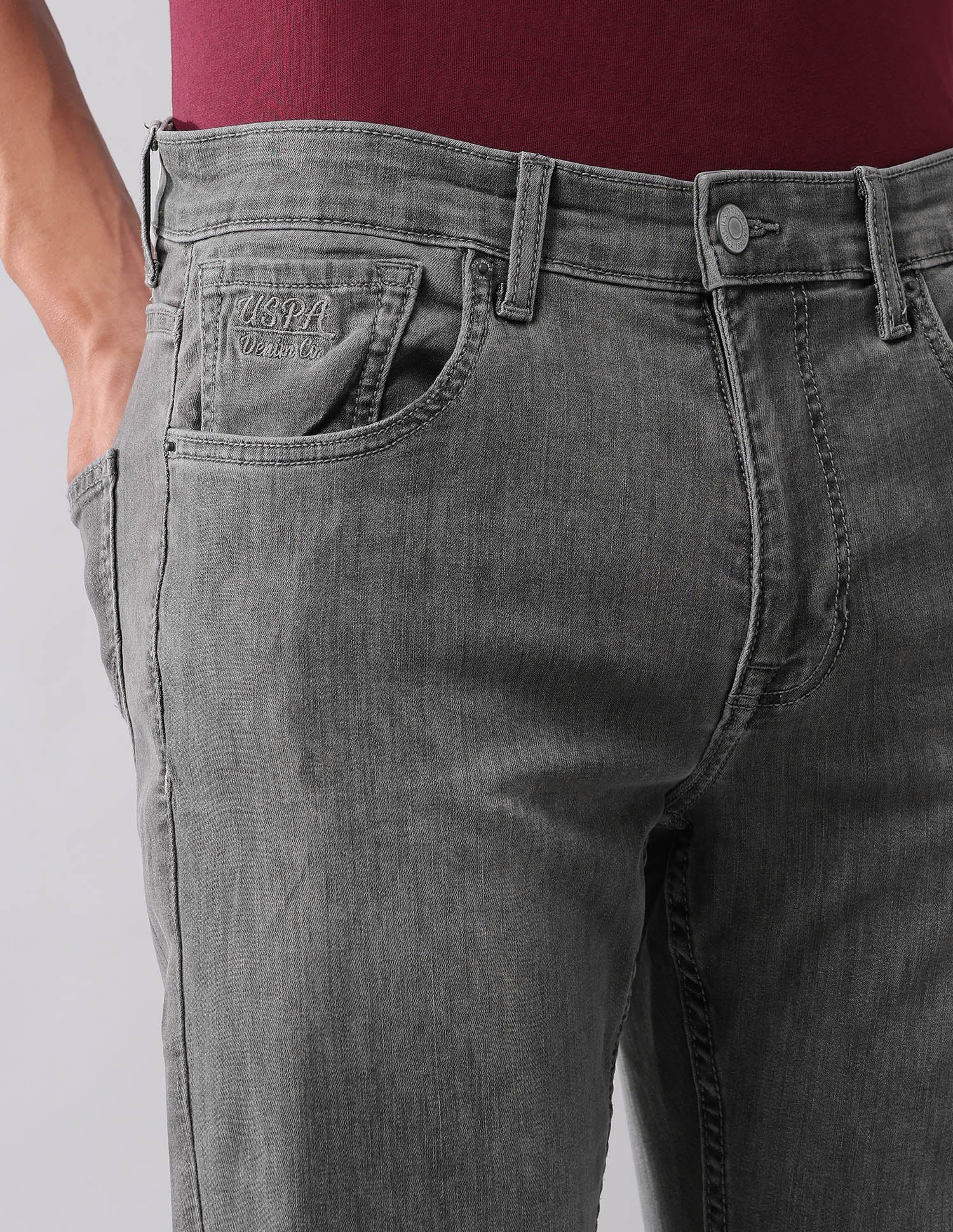 Cole Comfort Cropped Fit Grey Jeans Grey - U.S. POLO ASSN. | Large