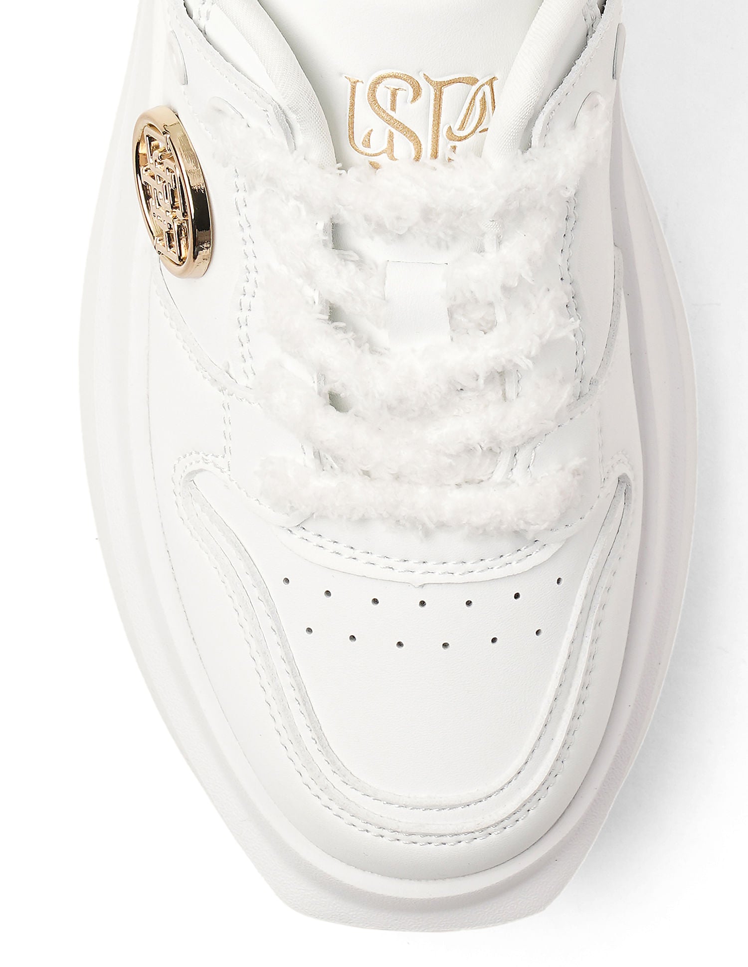 Textured Burna Metallic Logo Sneakers White - U.S. POLO ASSN. | Large