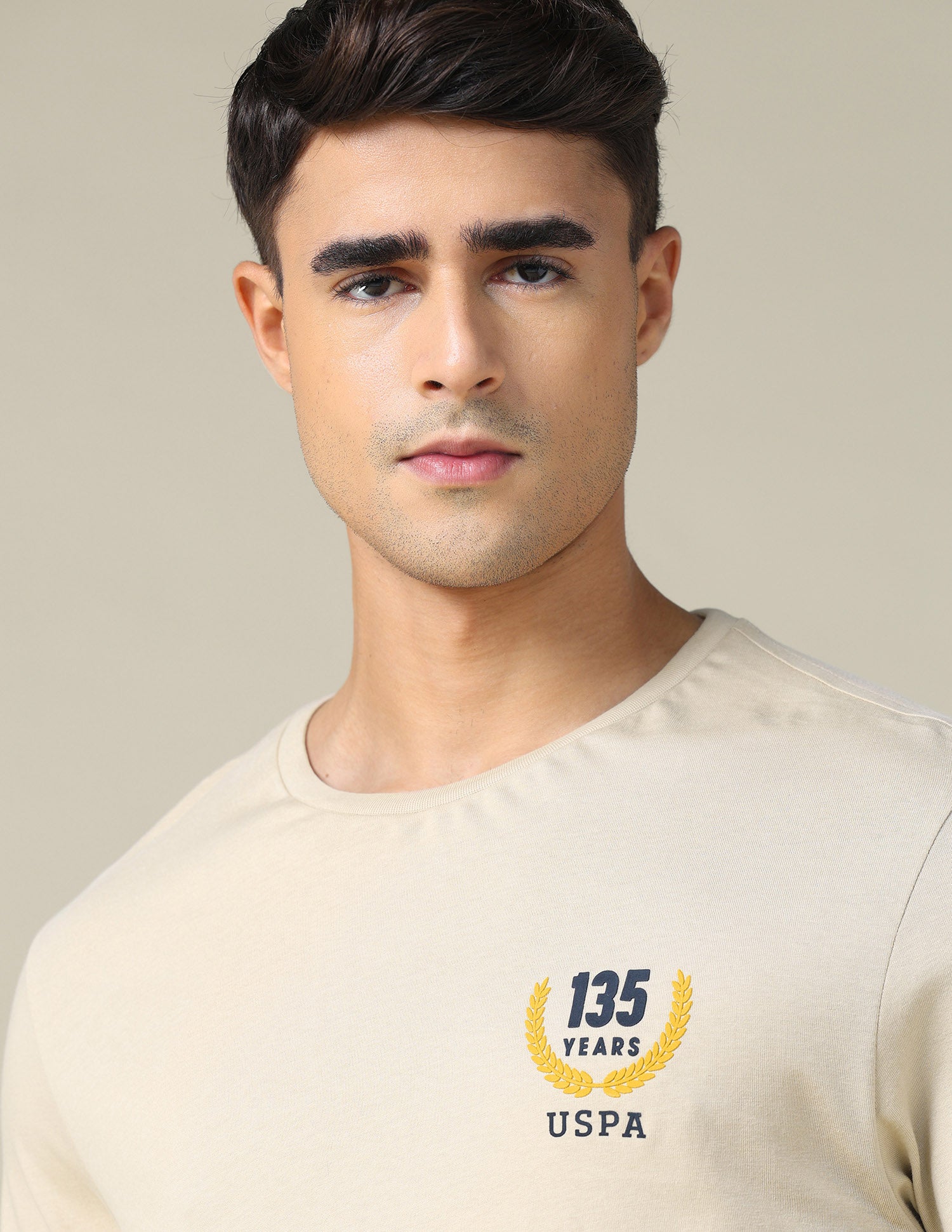 Regular Fit Solid T-shirt Beige - U.S. POLO ASSN. | Large