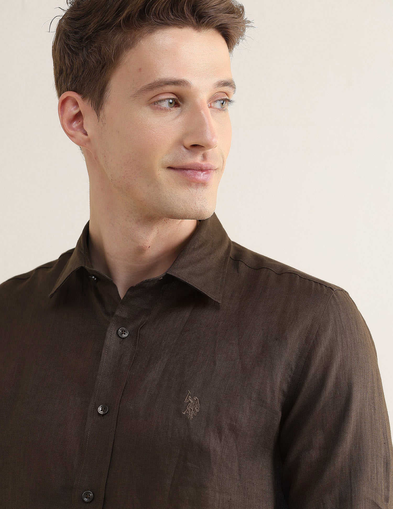 Solid Regular Fit Shirt Choco - U.S. Polo Assn. India | Large