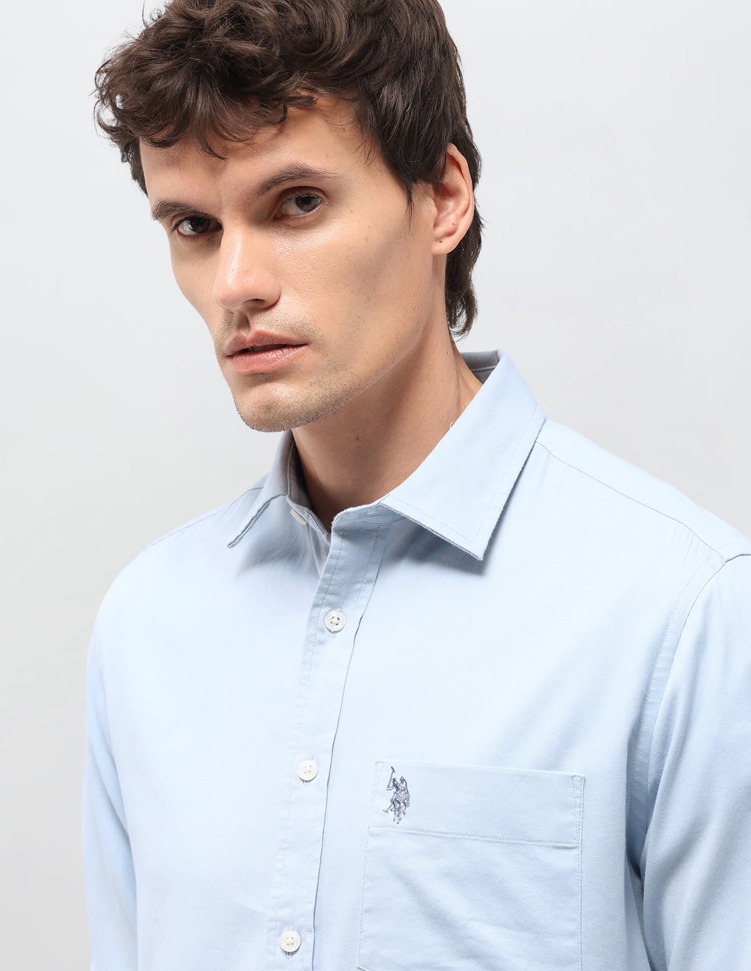 Solid Tailored Fit Shirt Blue - U.S. Polo Assn. India | Large