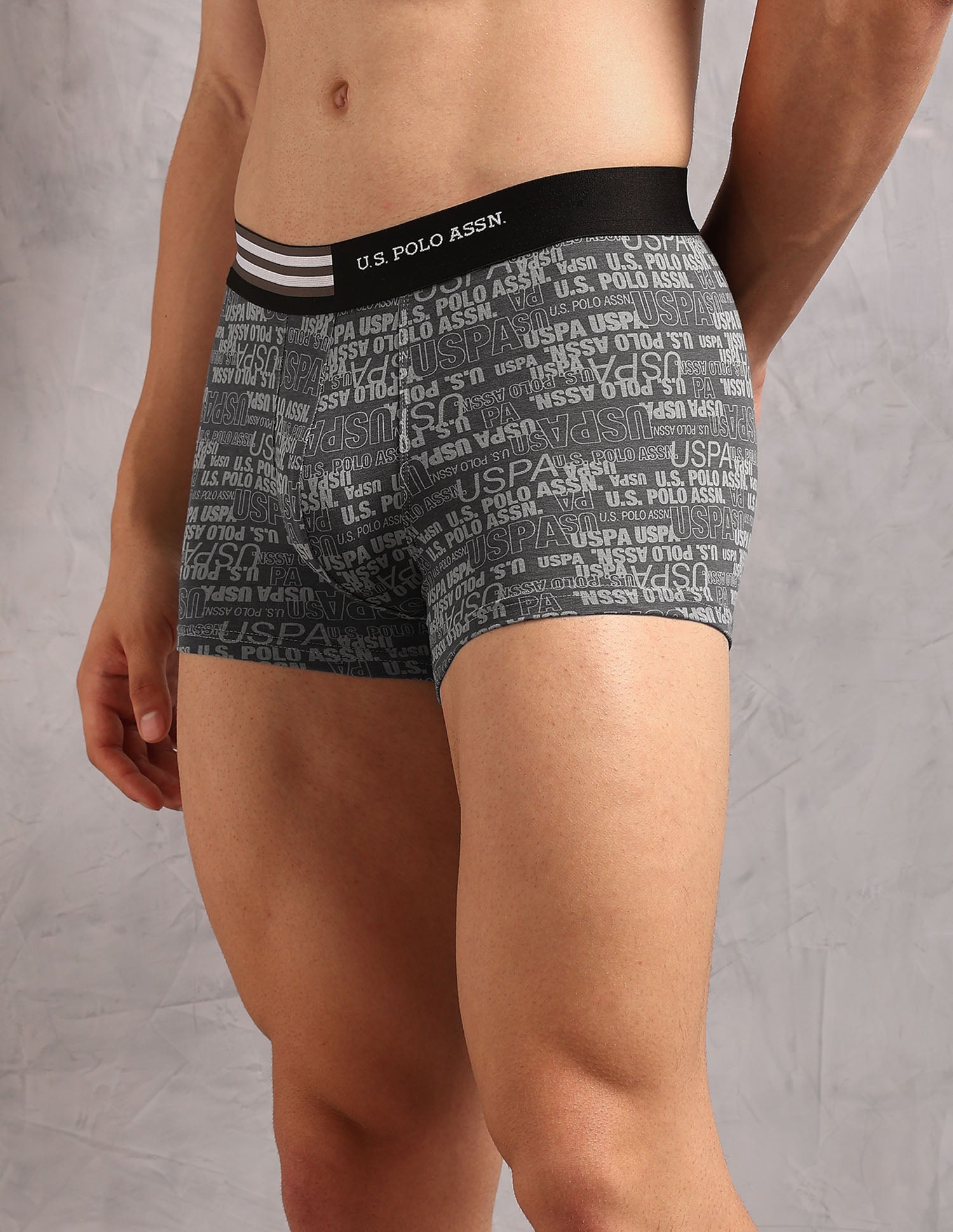 Printed Low Rise OET20 Trunks - Pack Of 3 Orion Blue, Sea and Asphalight - U.S. Polo Assn. India | Large