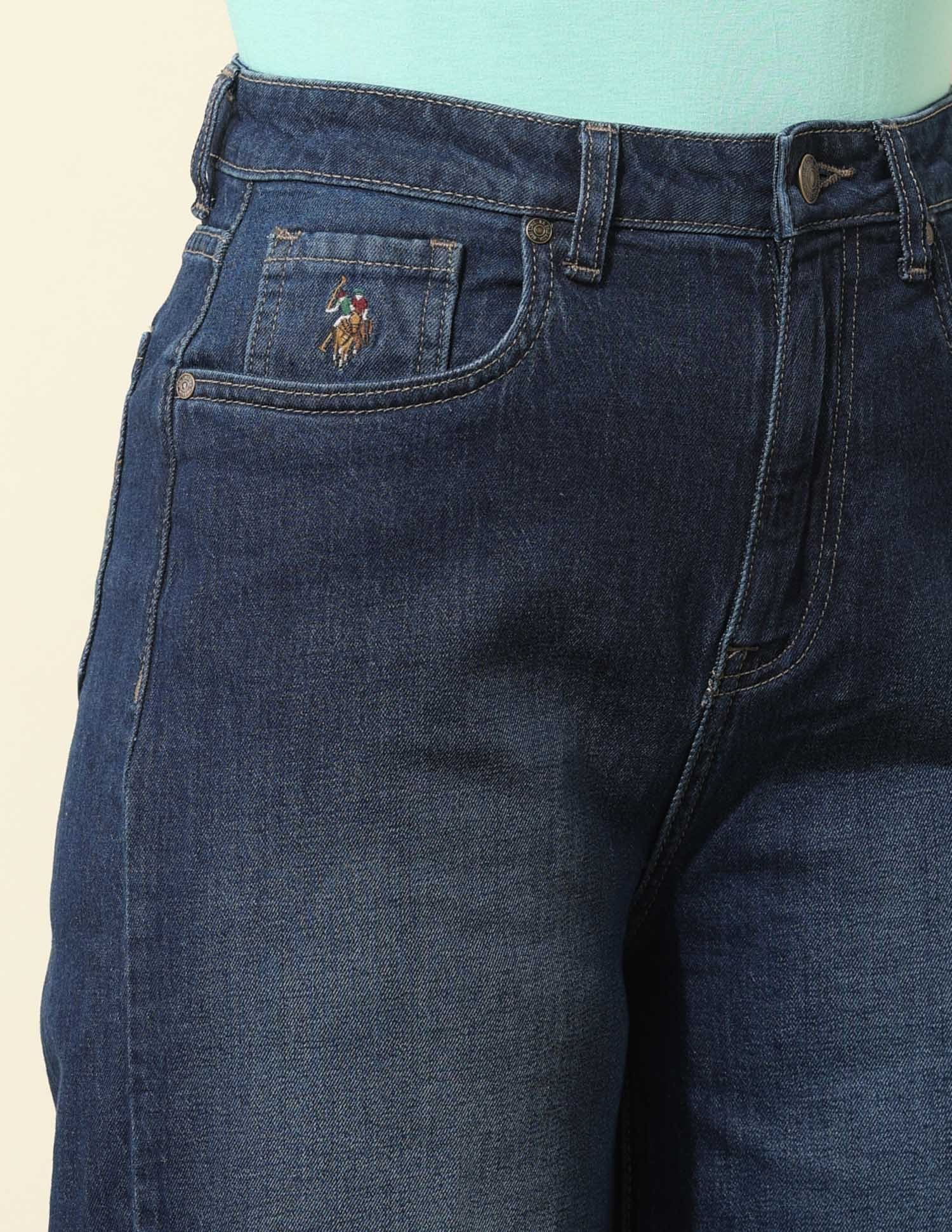 High Rise Wide Leg Jeans Dark Blue - U.S. Polo Assn. India | Large