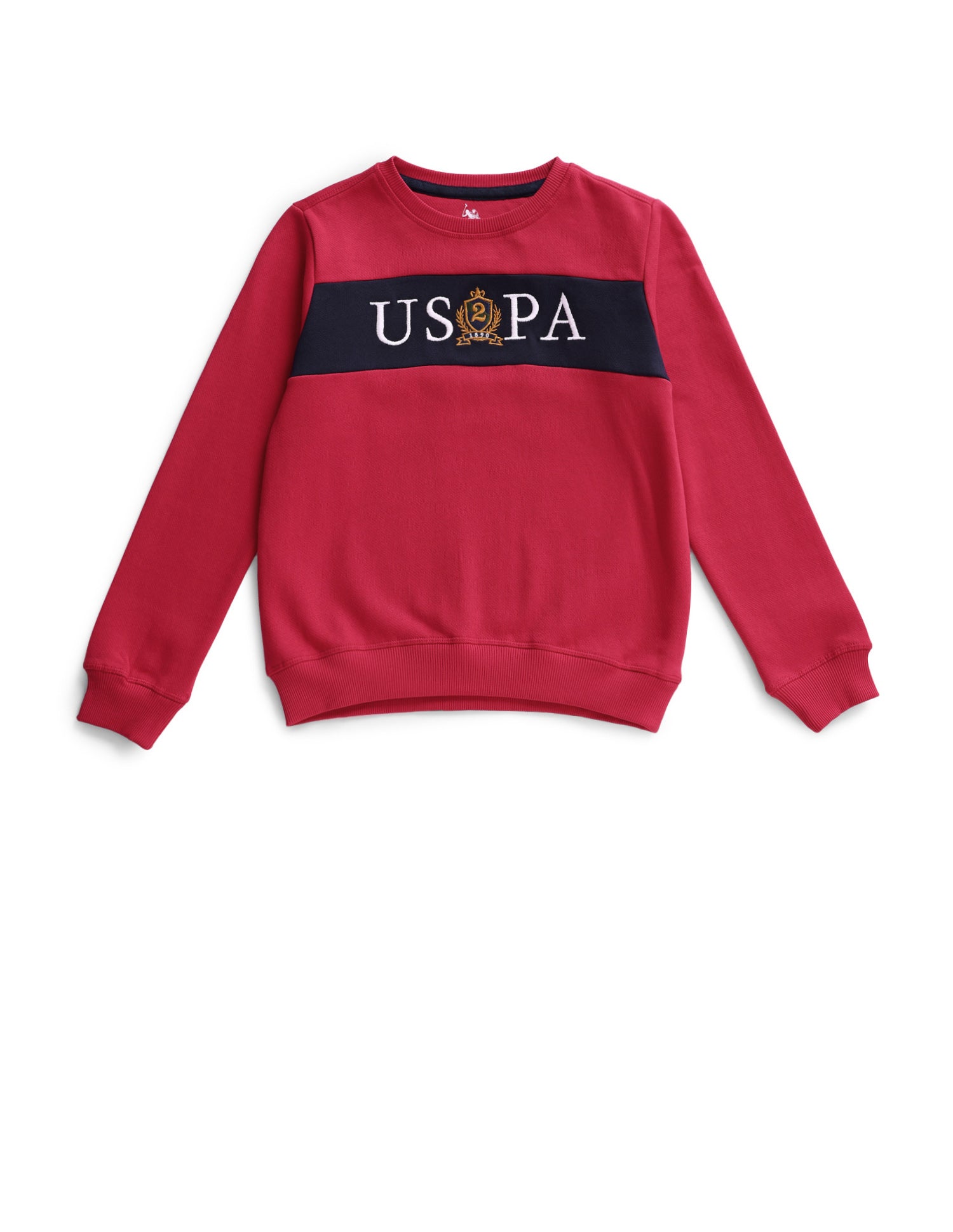 Boys Dark Red Crew Neck Embroidered Logo Cotton Sweatshirt Dark Red - U.S. POLO ASSN. | Large
