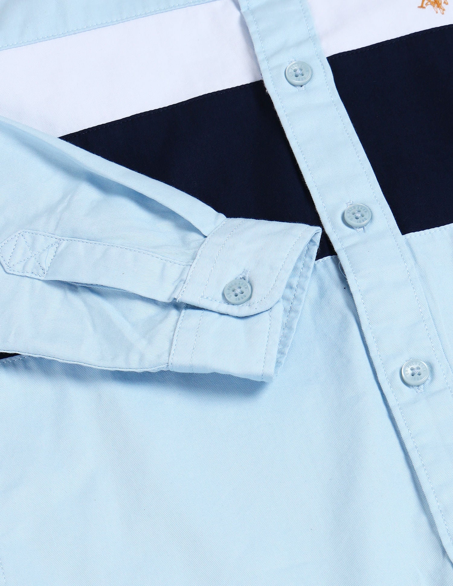 Boys Colour Block Cotton Shirt Light Blue - U.S. POLO ASSN. | Large