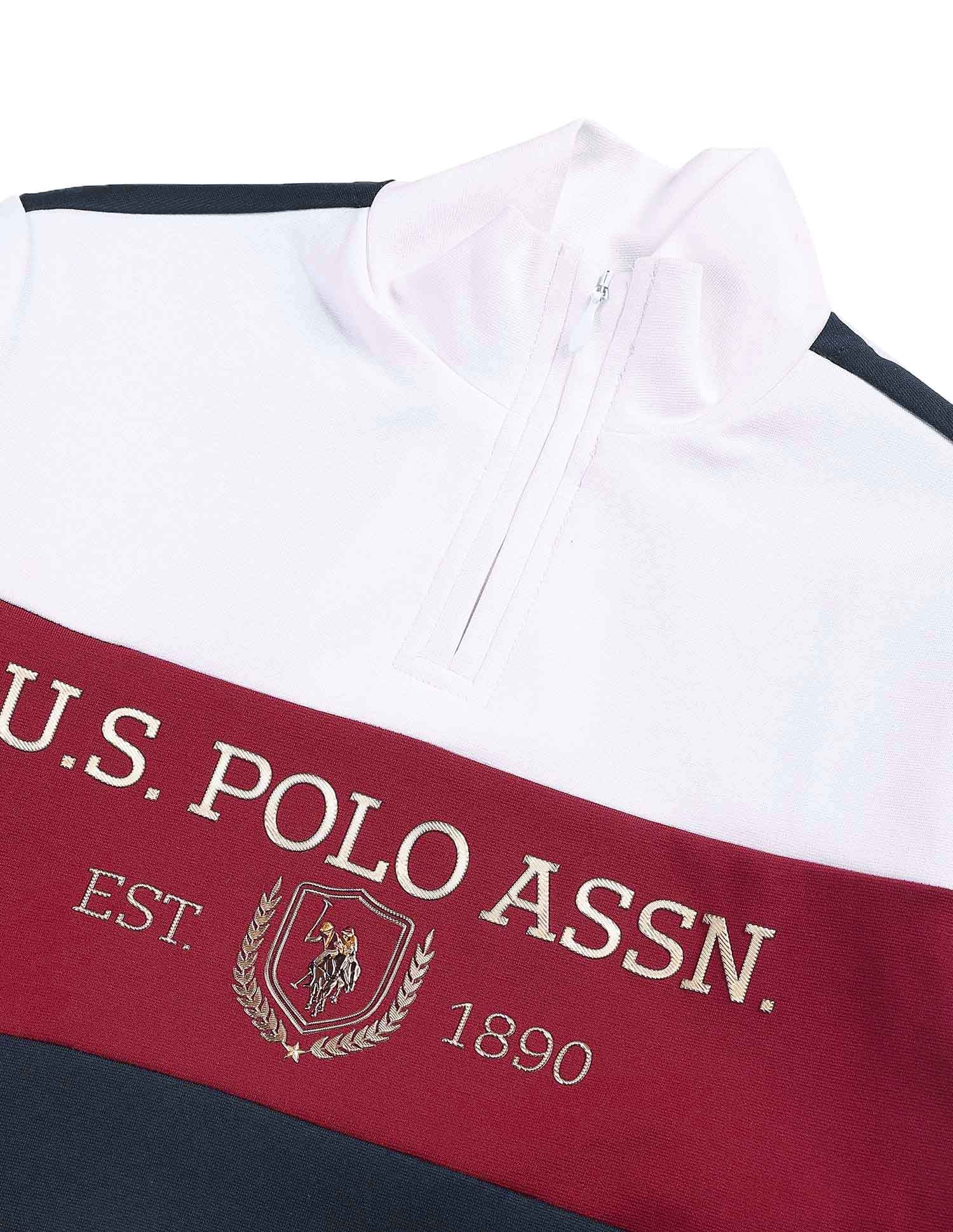 Boys Colour Blocked High Neck Sweatshirt Navy - U.S. POLO ASSN. | Large