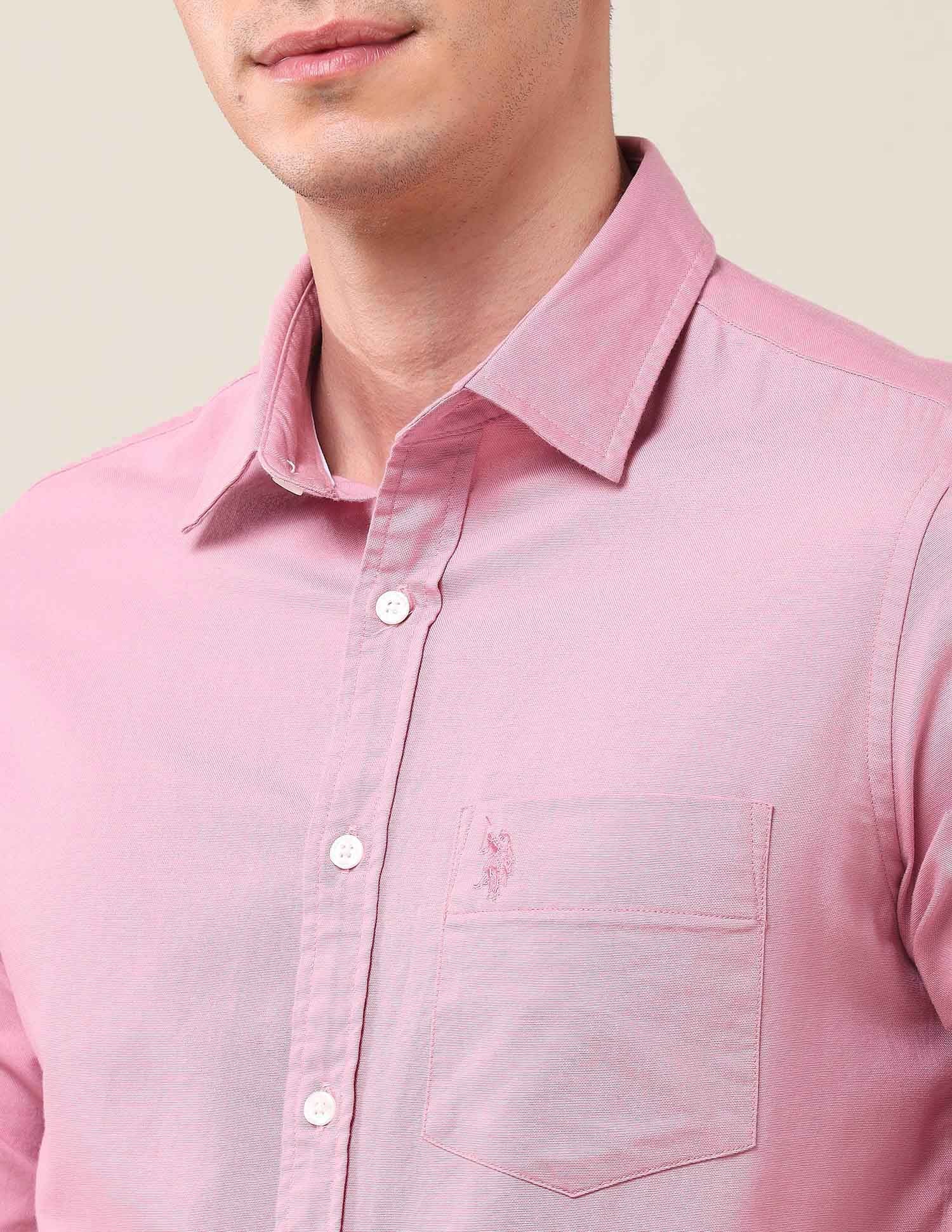 Solid Oxford Shirt Medium Pink - U.S. POLO ASSN. | Large