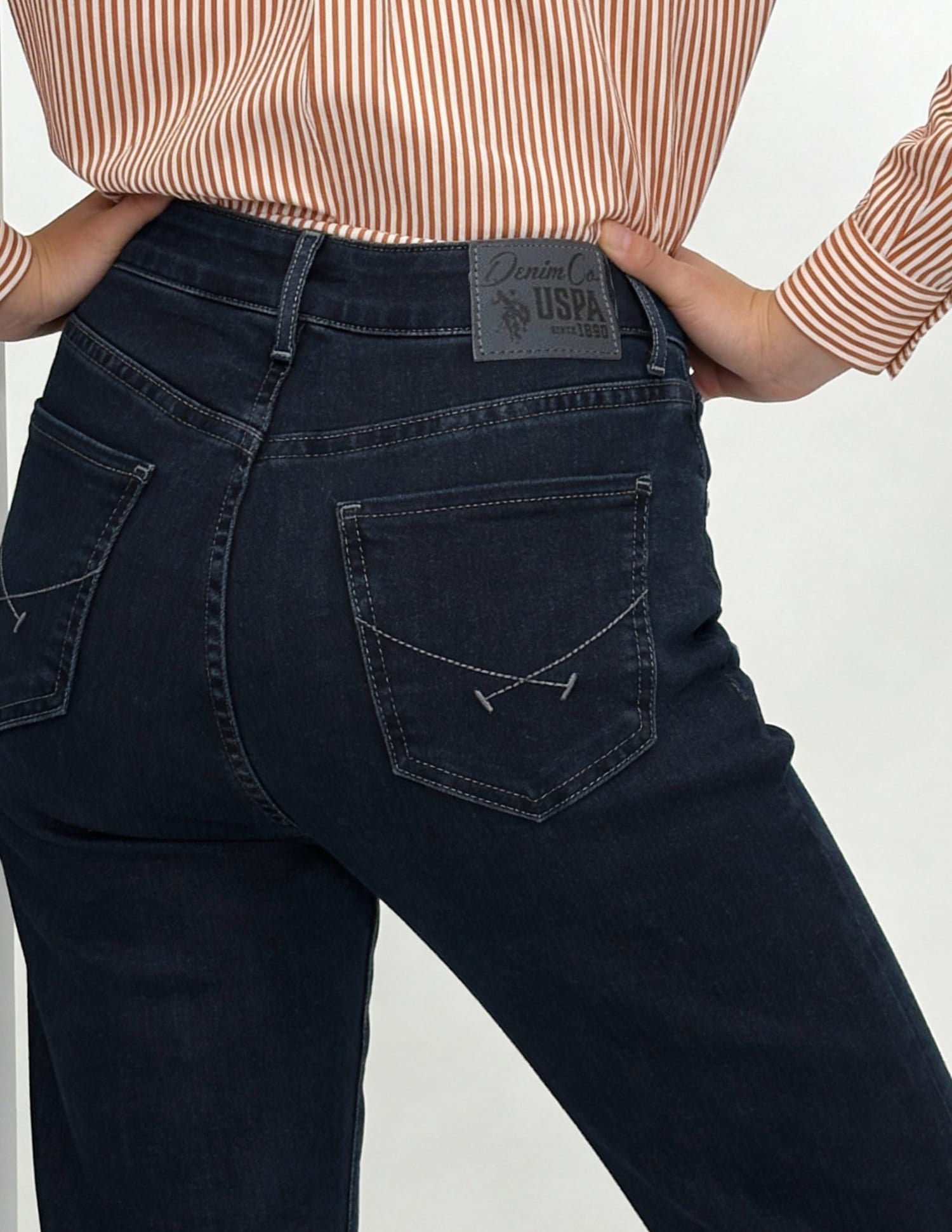 High Rise Straight Fit Jeans Blue - U.S. Polo Assn. India | Large