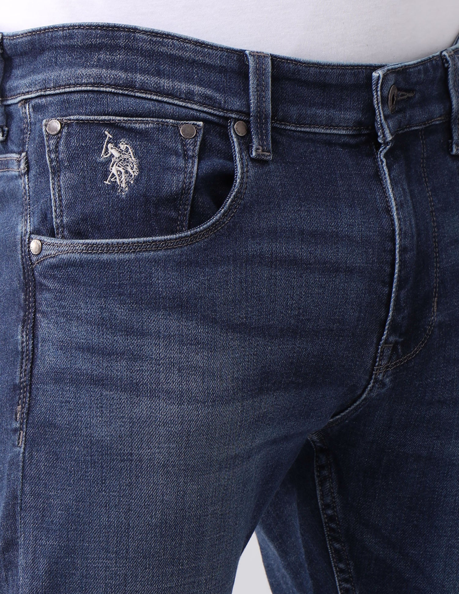Henry Tapered Cropped Fit Blue Jeans Dark Wash - U.S. Polo Assn. India | Large