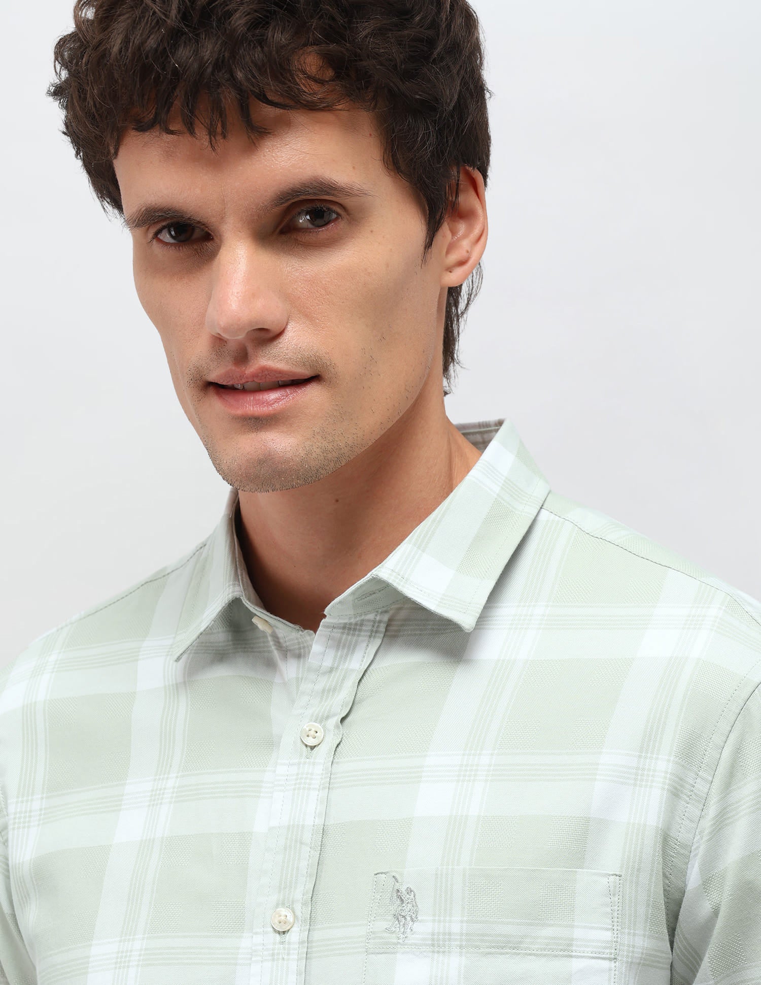 Plaid Tailored Fit Shirt Green - U.S. Polo Assn. India | Large