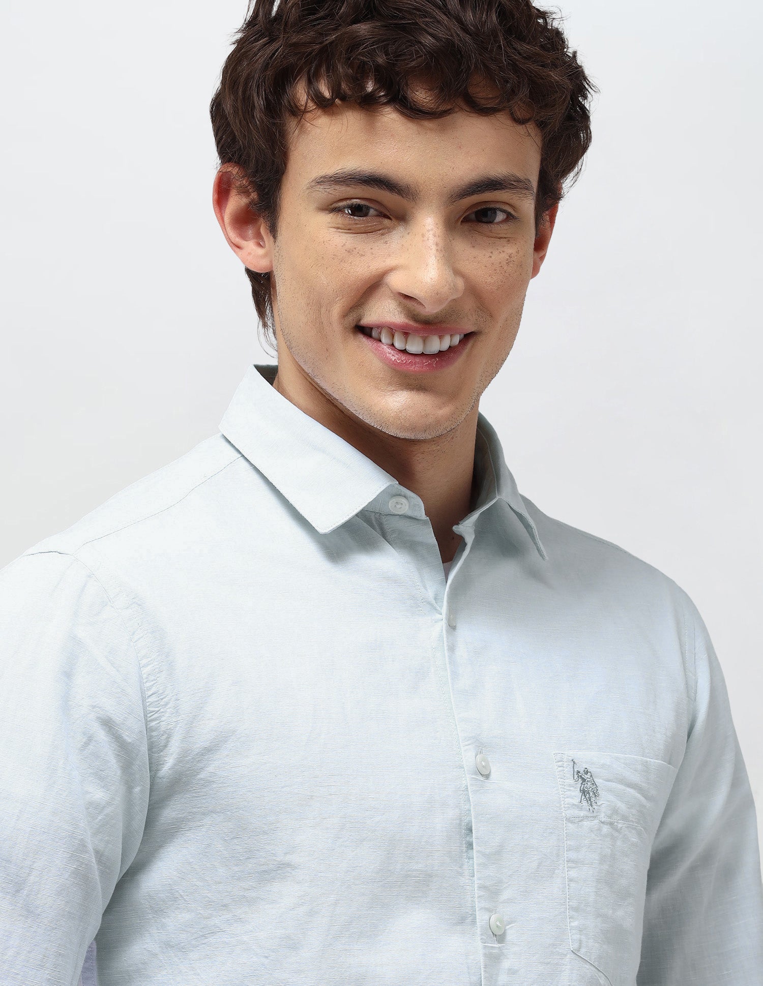 Regular Fit Solid Shirt Light Blue - U.S. Polo Assn. India | Large