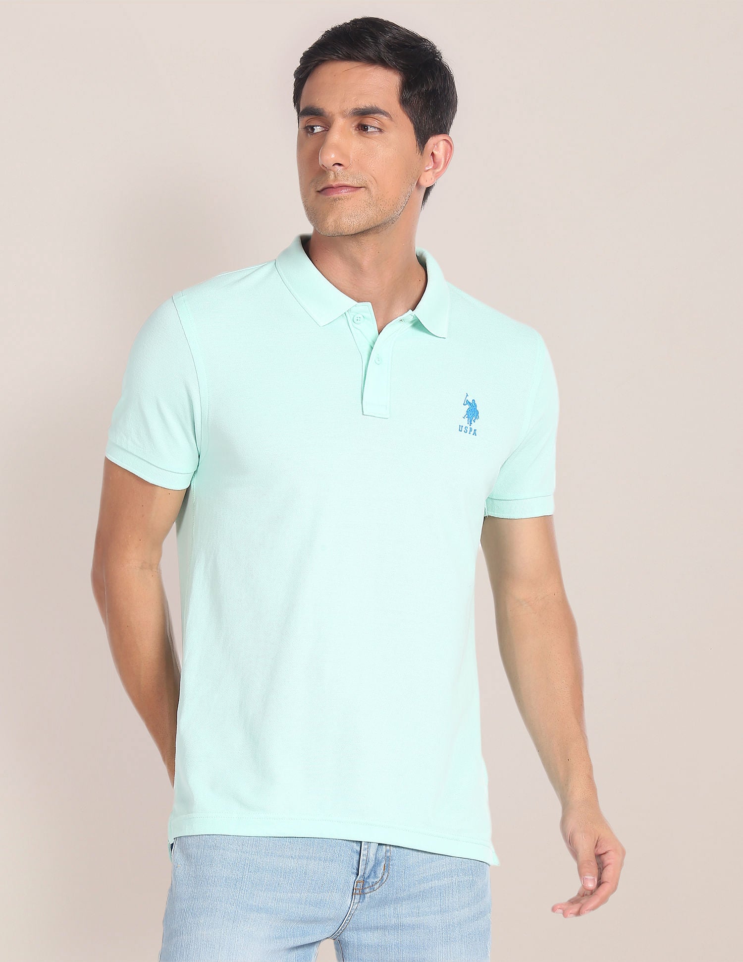 Solid Pique Polo Shirt Aqua - U.S. POLO ASSN. | Large