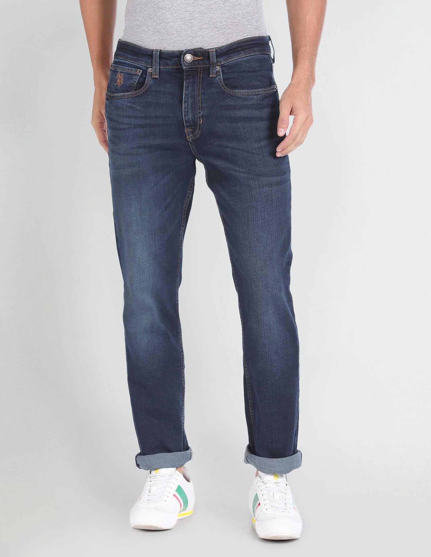 Harold Slim Straight Fit Blue Jeans Blue - U.S. POLO ASSN. | Large