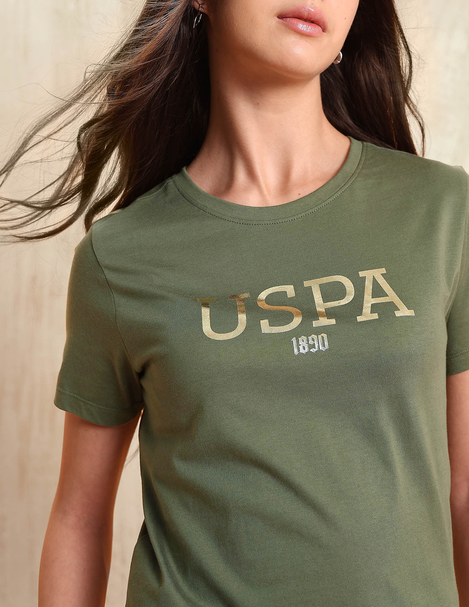 Foil Print Regular Fit Shirt Light Olive - U.S. POLO ASSN. | Large