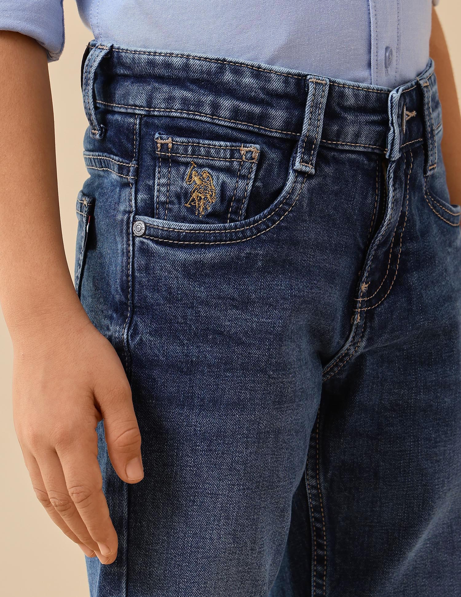 Boys Relaxed Fit Whiskered Jeans Wash - U.S. POLO ASSN. | Large