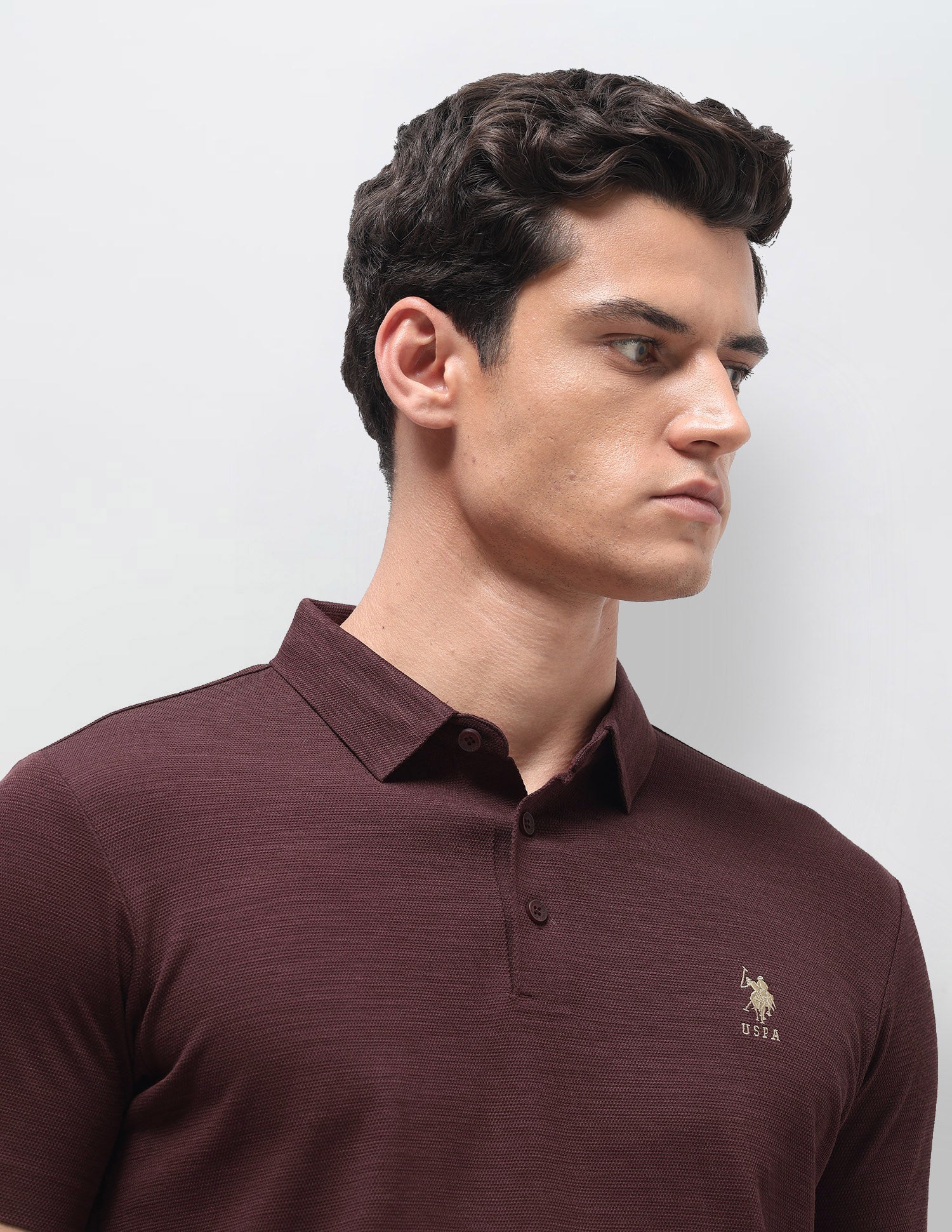 Heathered Slim Fit Polo Shirt Maroon - U.S. Polo Assn. India | Large