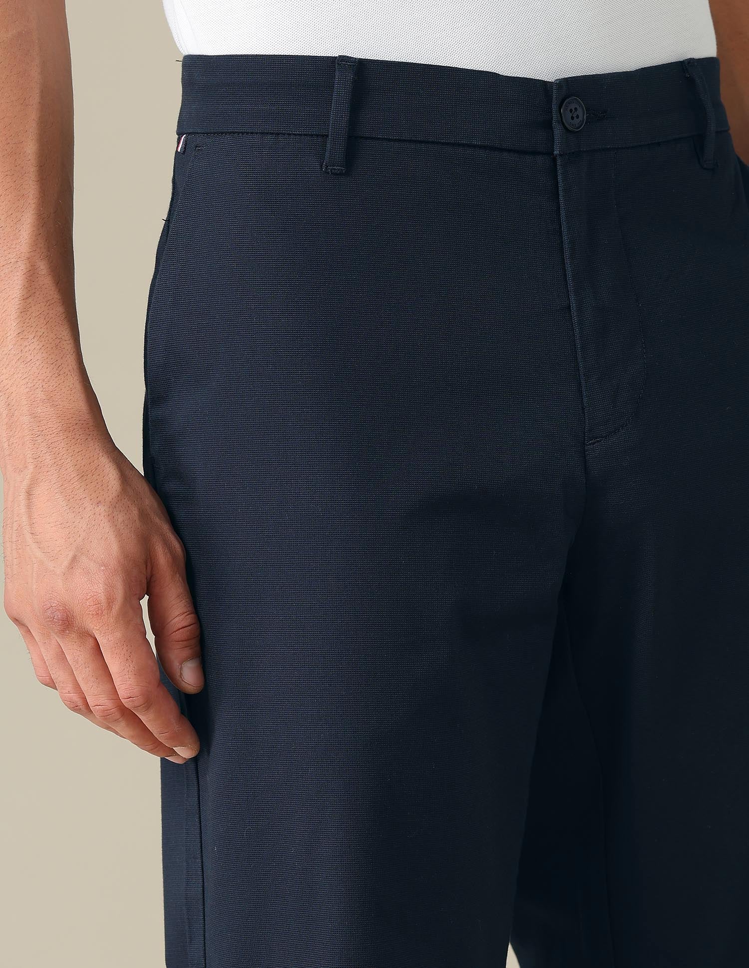 Riley Straight Fit Dobby Trousers Navy - U.S. POLO ASSN. | Large