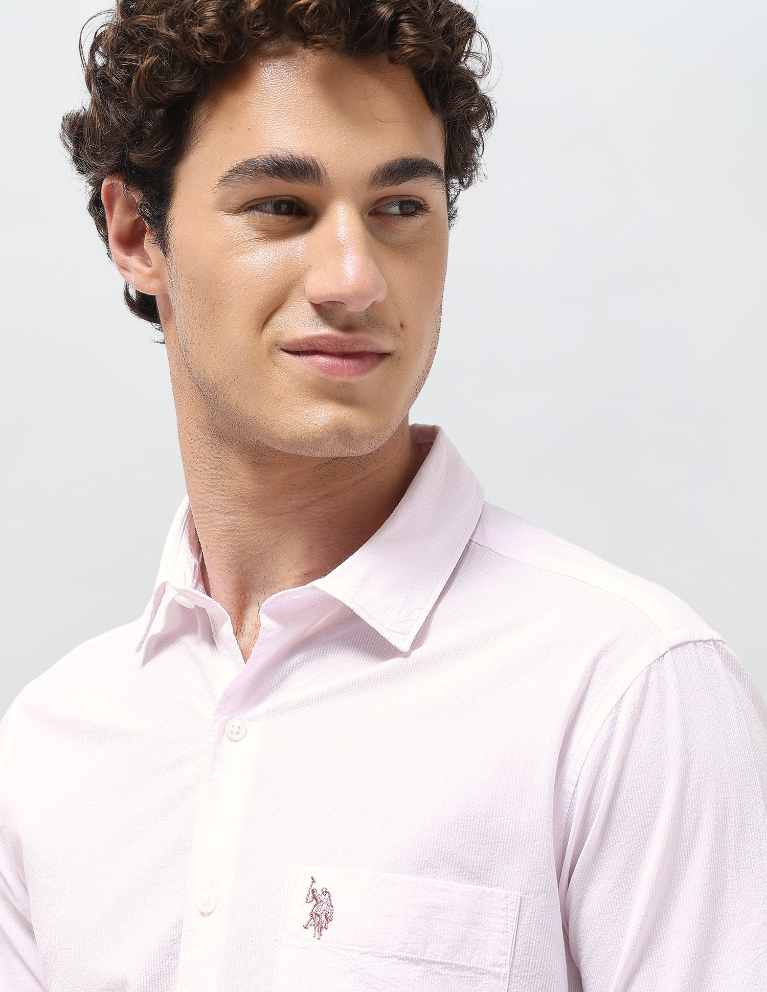 Pinstriped Seersucker Shirt Pink - U.S. Polo Assn. India | Large